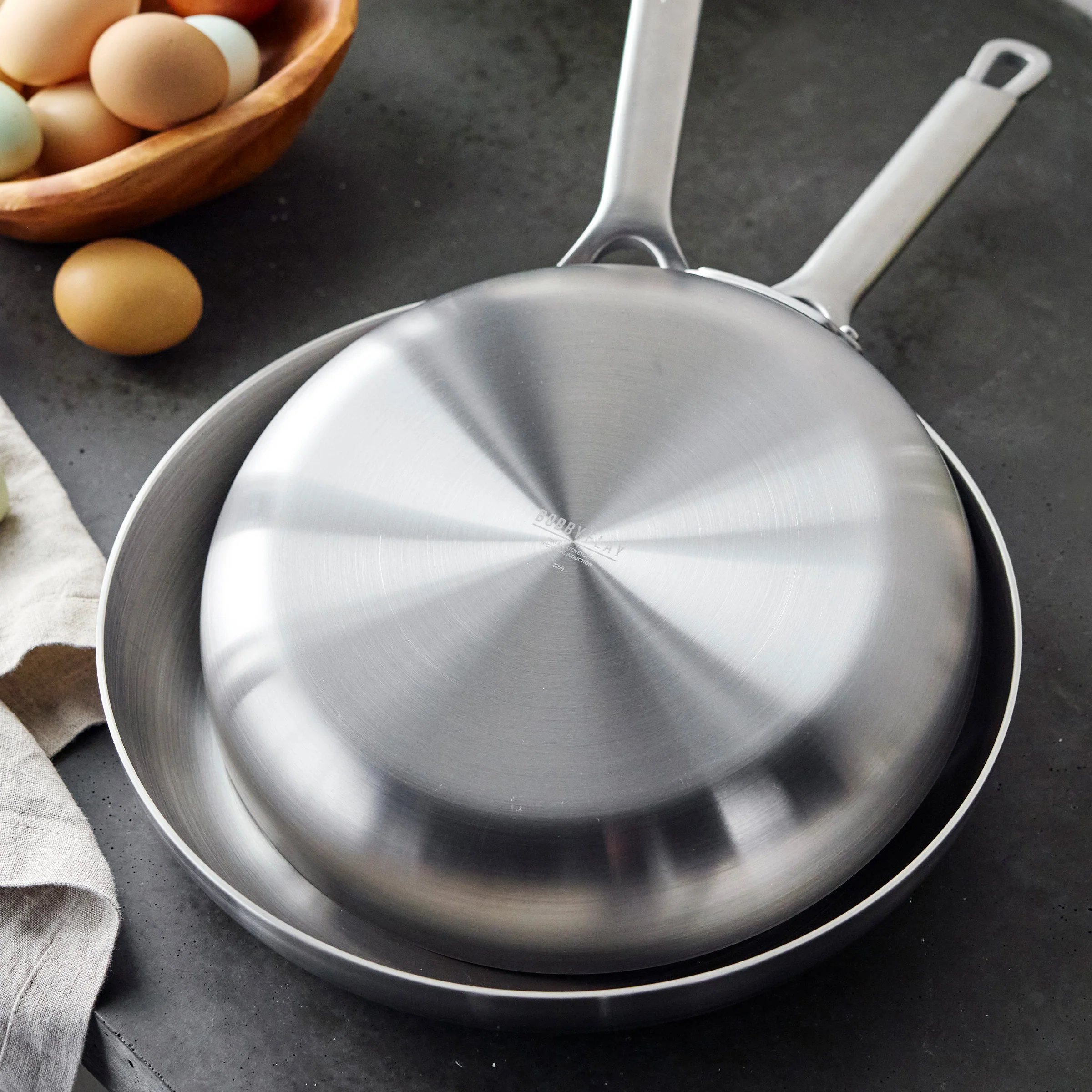 Bobby Flay by GreenPan Chef Series Uncoated Stainless Steel 10 and 12 Frypan Set