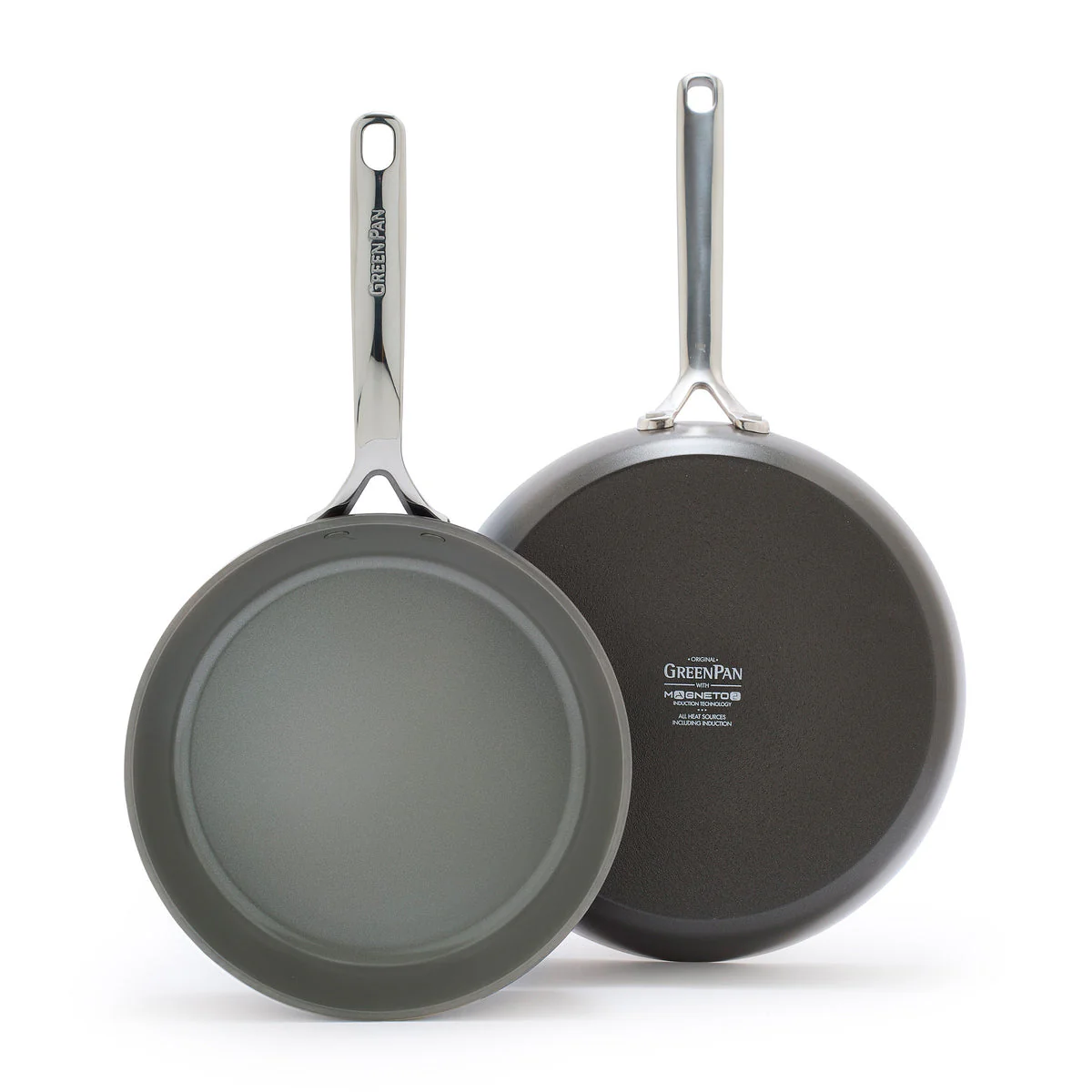 GP5 Colors Ceramic Nonstick 9.5 and 11 Frypan Set with Mirror Handles | Cocoa