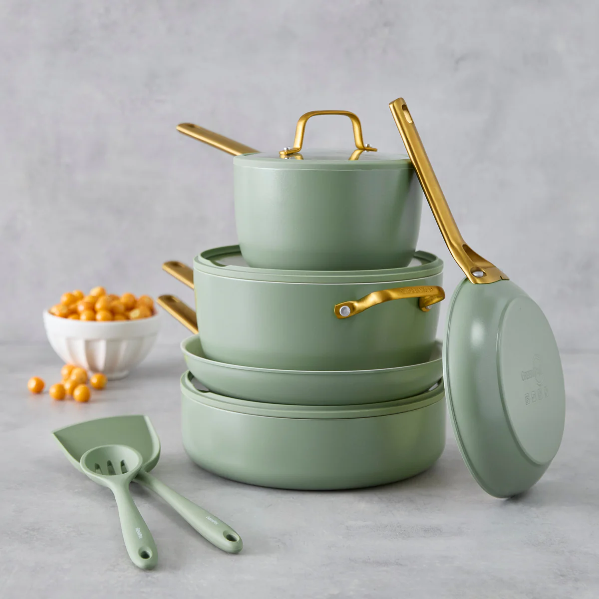 Reserve Pro Ceramic Nonstick 10-Piece Cookware Set | Sage