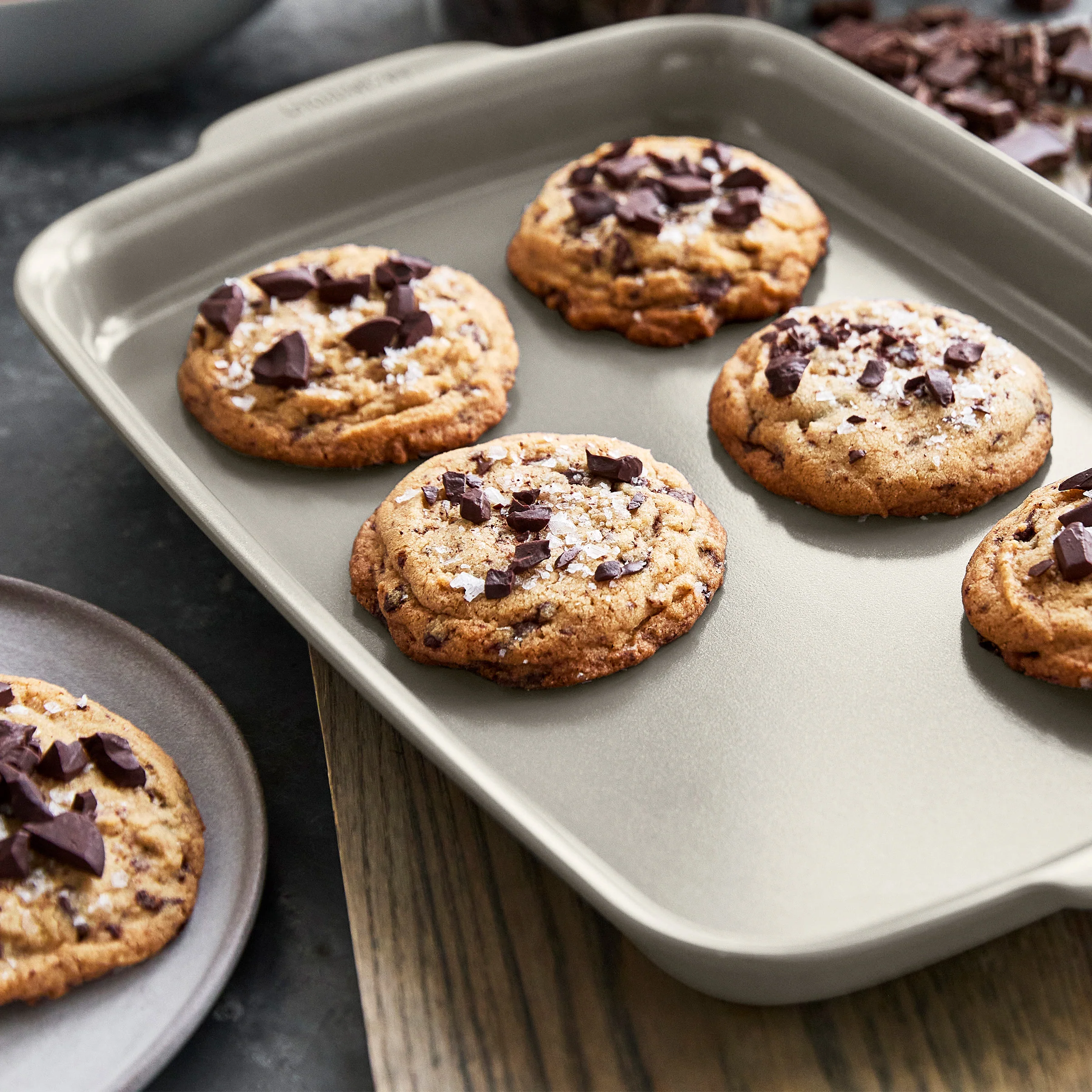 Premiere Ovenware Ceramic Nonstick 13 x 9 Quarter Sheet Pan Set | Taupe