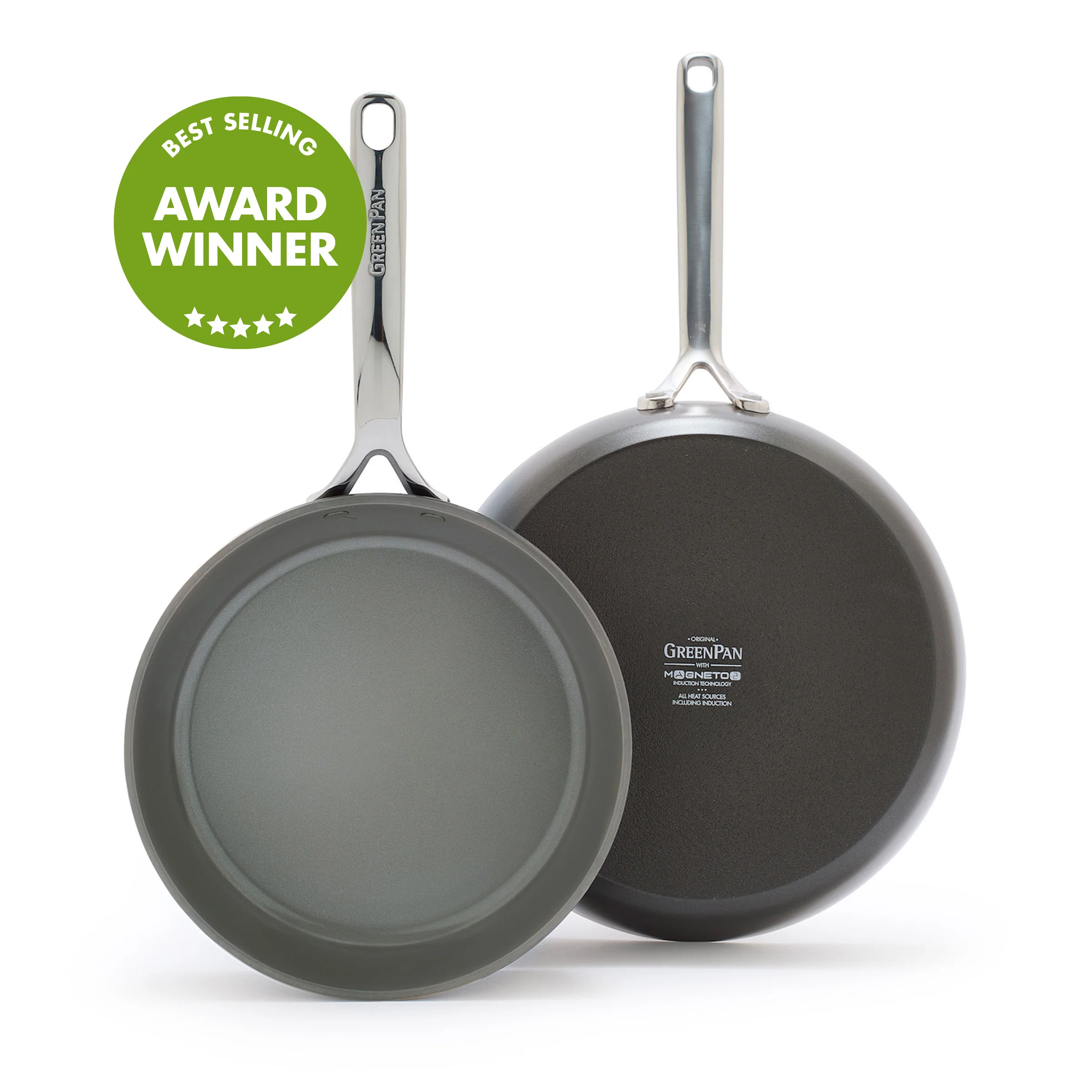 GP5 Colors Ceramic Nonstick 9.5 and 11 Frypan Set with Mirror Handles | Cocoa