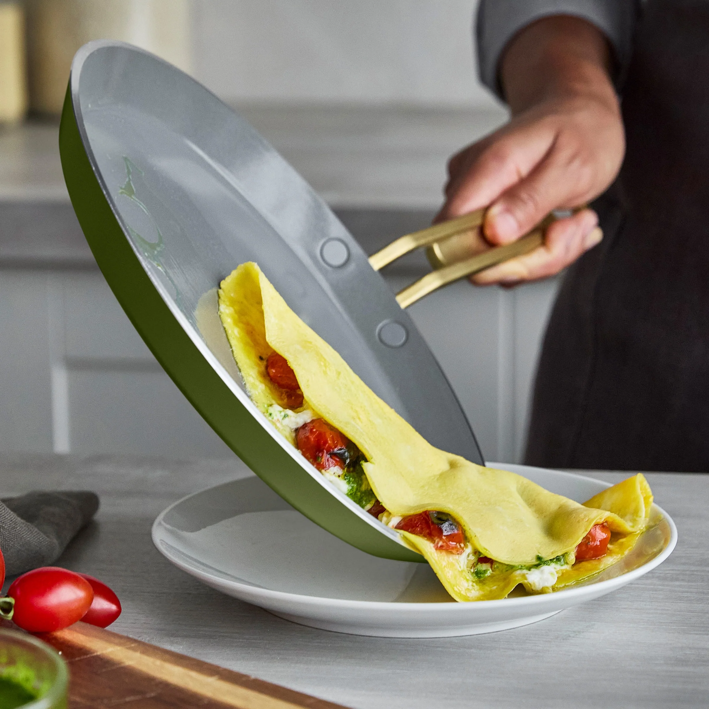 Stanley Tucci™ Ceramic Nonstick 10 Crepe and Omelette Pan | Tuscan Olive