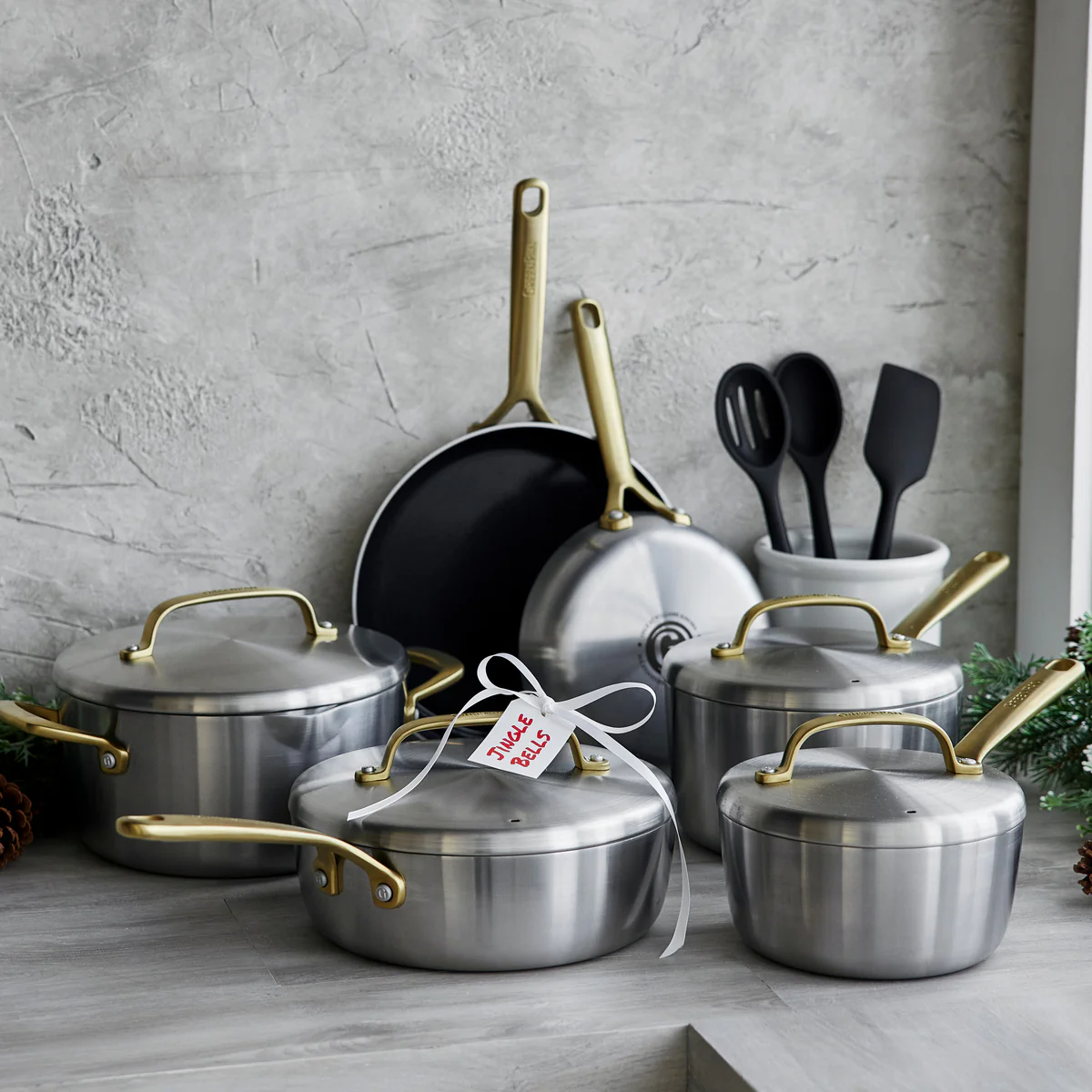 GP5 Stainless Steel 10-Piece Cookware Set | Champagne Handles