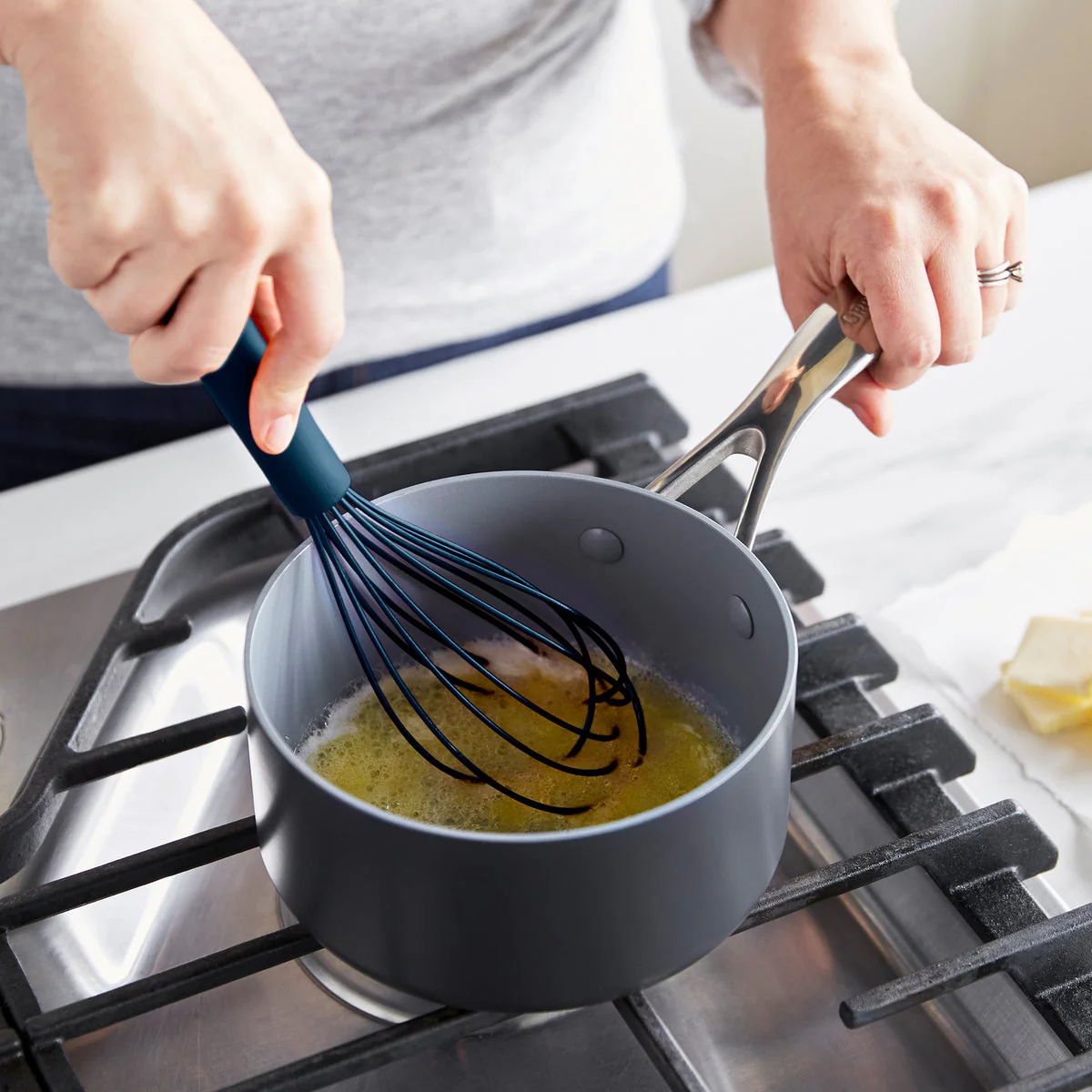 Platinum Silicone Whisk | Navy