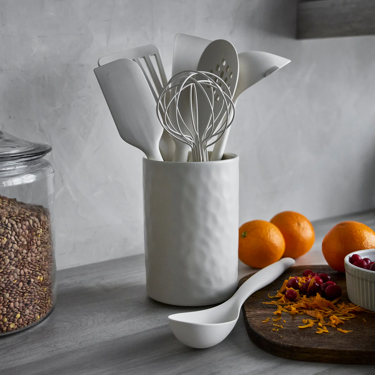 Premiere Silicone 8-Piece Utensil and Crock Set | Bisque