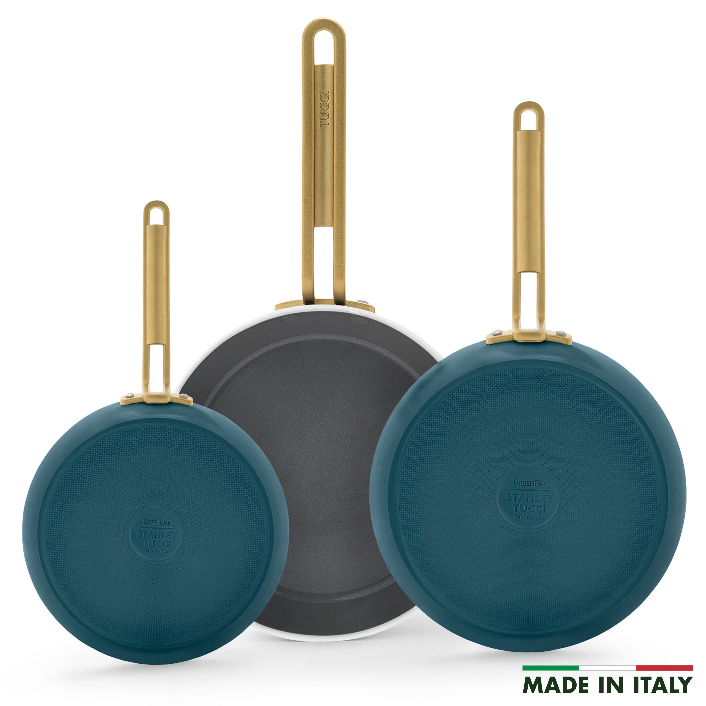 Stanley Tucci™ Ceramic Nonstick 8, 10 and 12 Frypan Set | Venetian Teal
