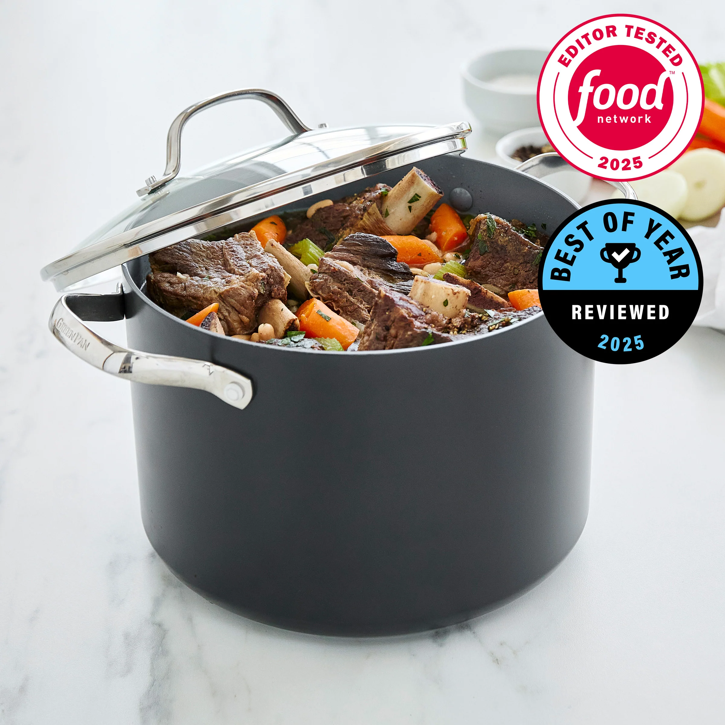 Valencia Pro Ceramic Nonstick 8-Quart Stockpot with Lid