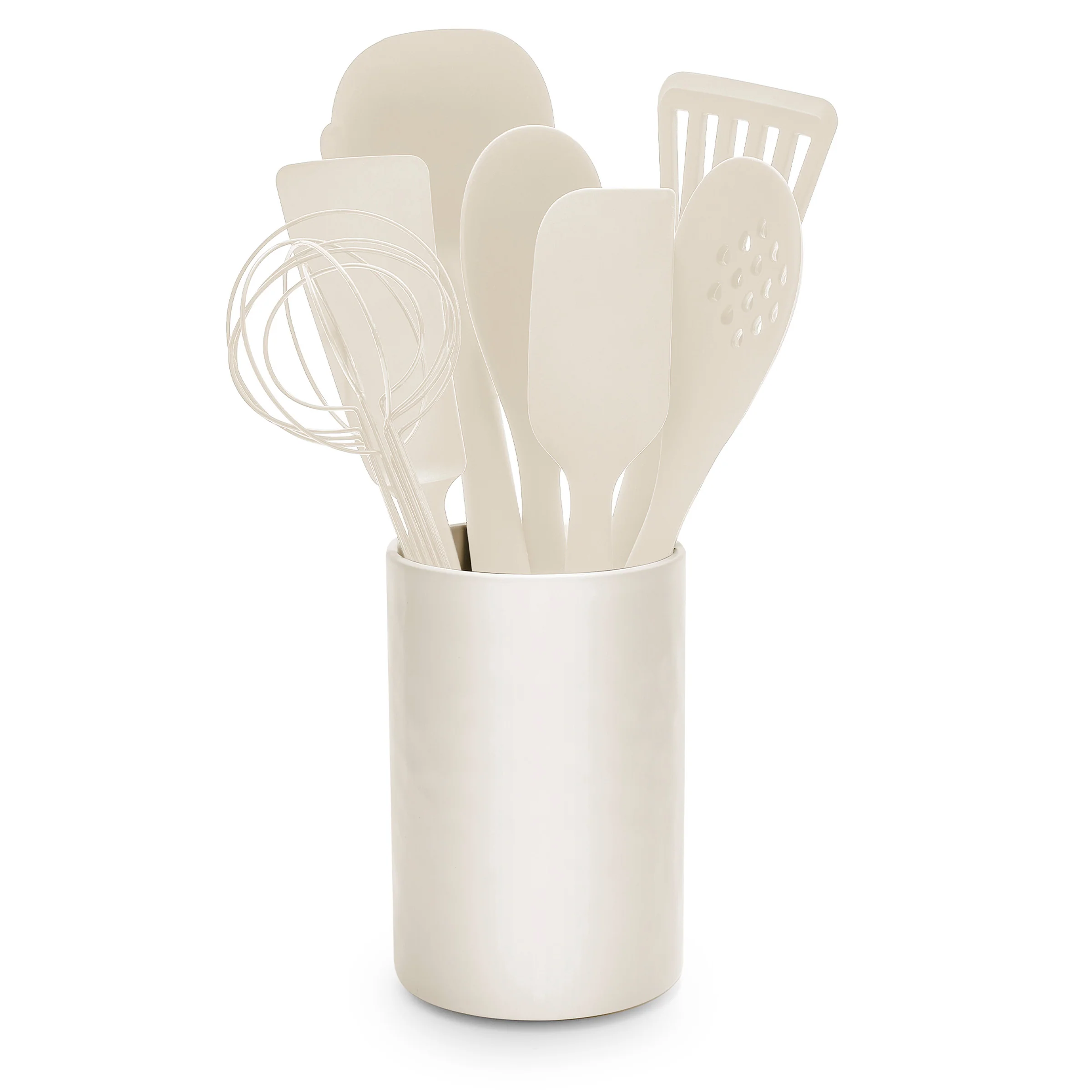 Premiere Silicone 8-Piece Utensil and Crock Set | Bisque