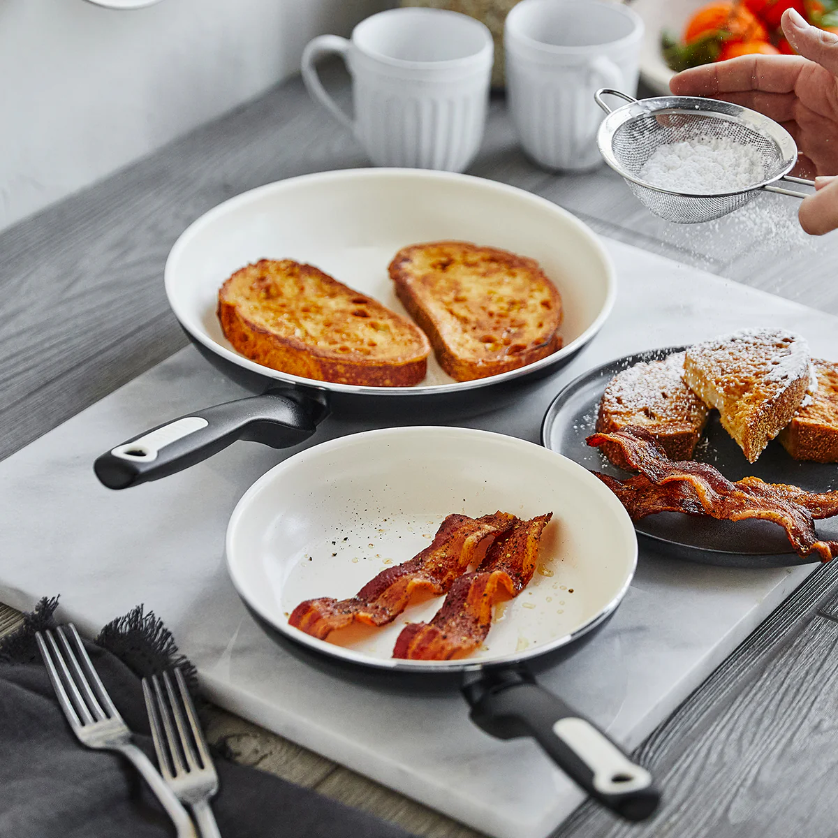 Rio Ceramic Nonstick 8 and 10 Frypan Set | Black