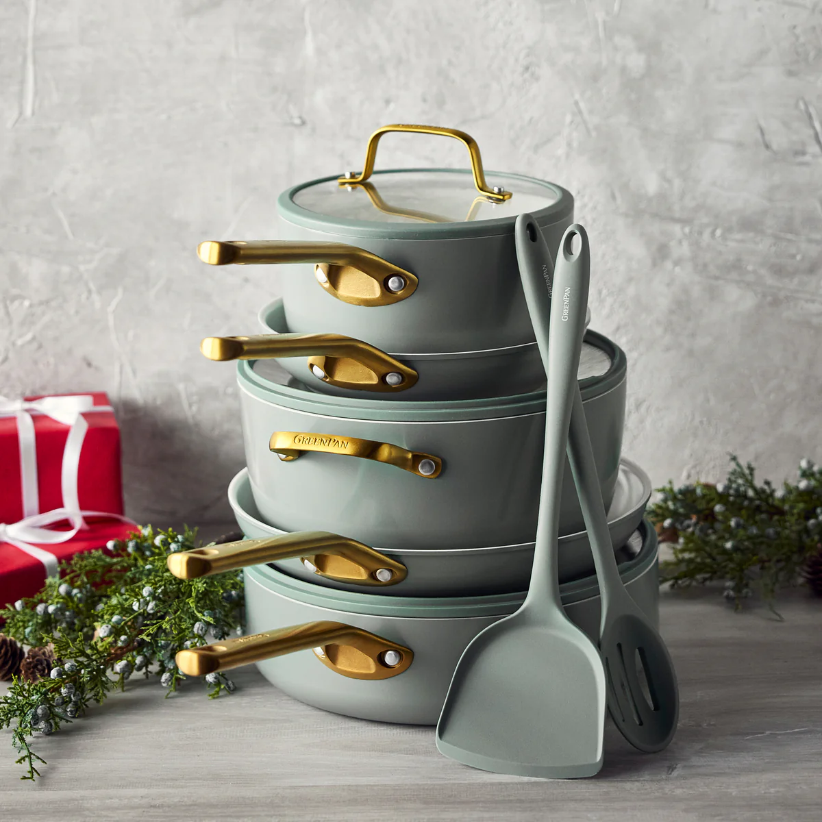 Reserve Pro Ceramic Nonstick 10-Piece Cookware Set | Moss