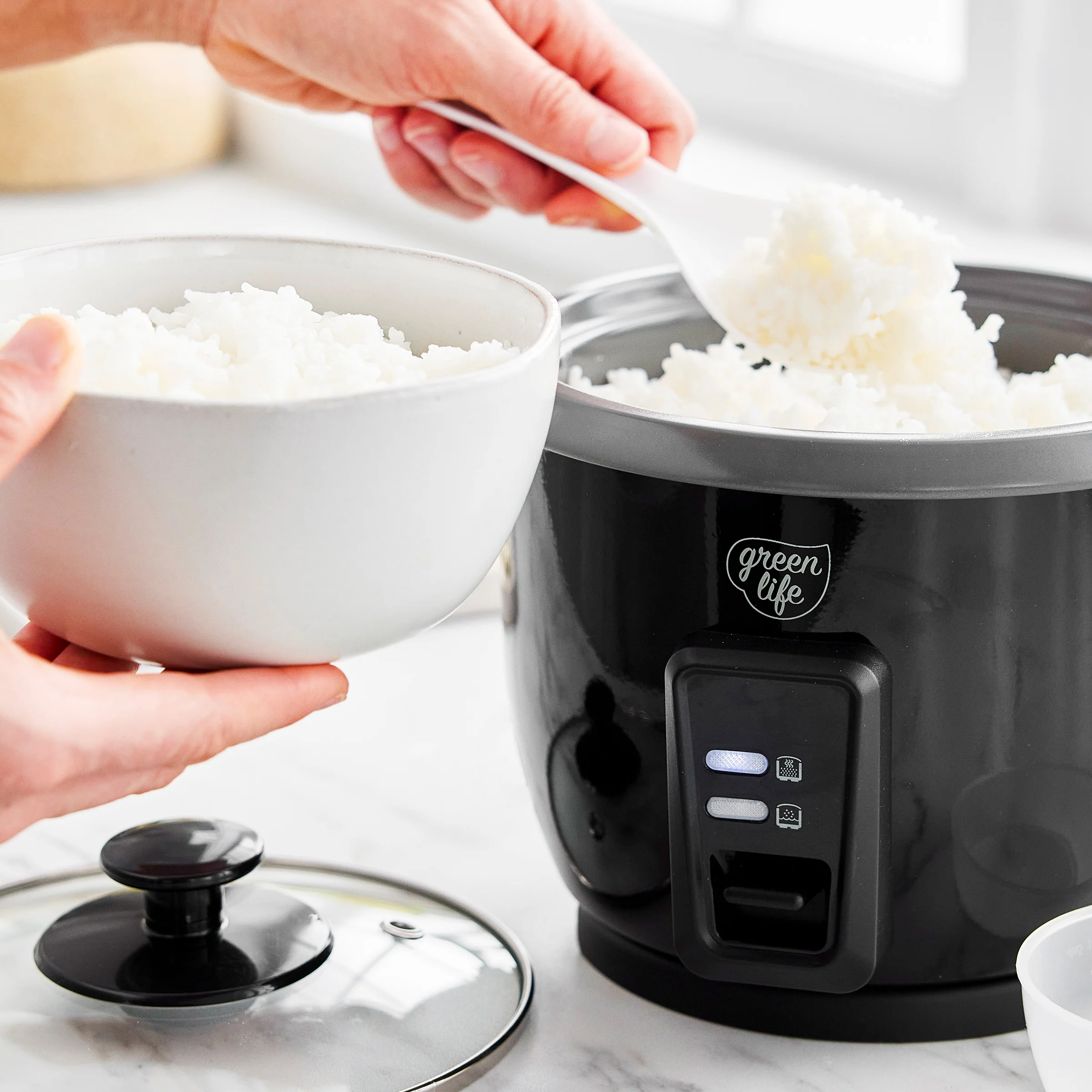 GreenLife 6-Cup Rice Cooker | Black