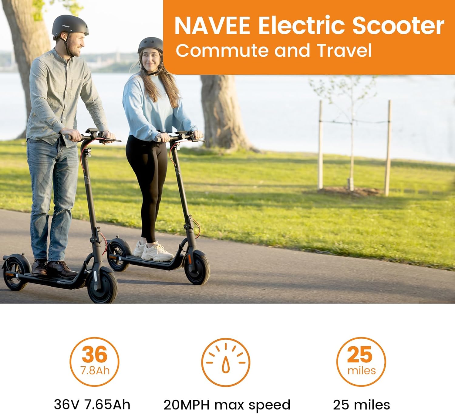 NAVEE v40 Electric Scooter, Max 20 MPH & 40 Miles, 700W Max Power, 10'' Pneumatic Tire, IP55 Waterproof，Foldable E-Scooter for Adults College Student Scooter Enthusiasts
