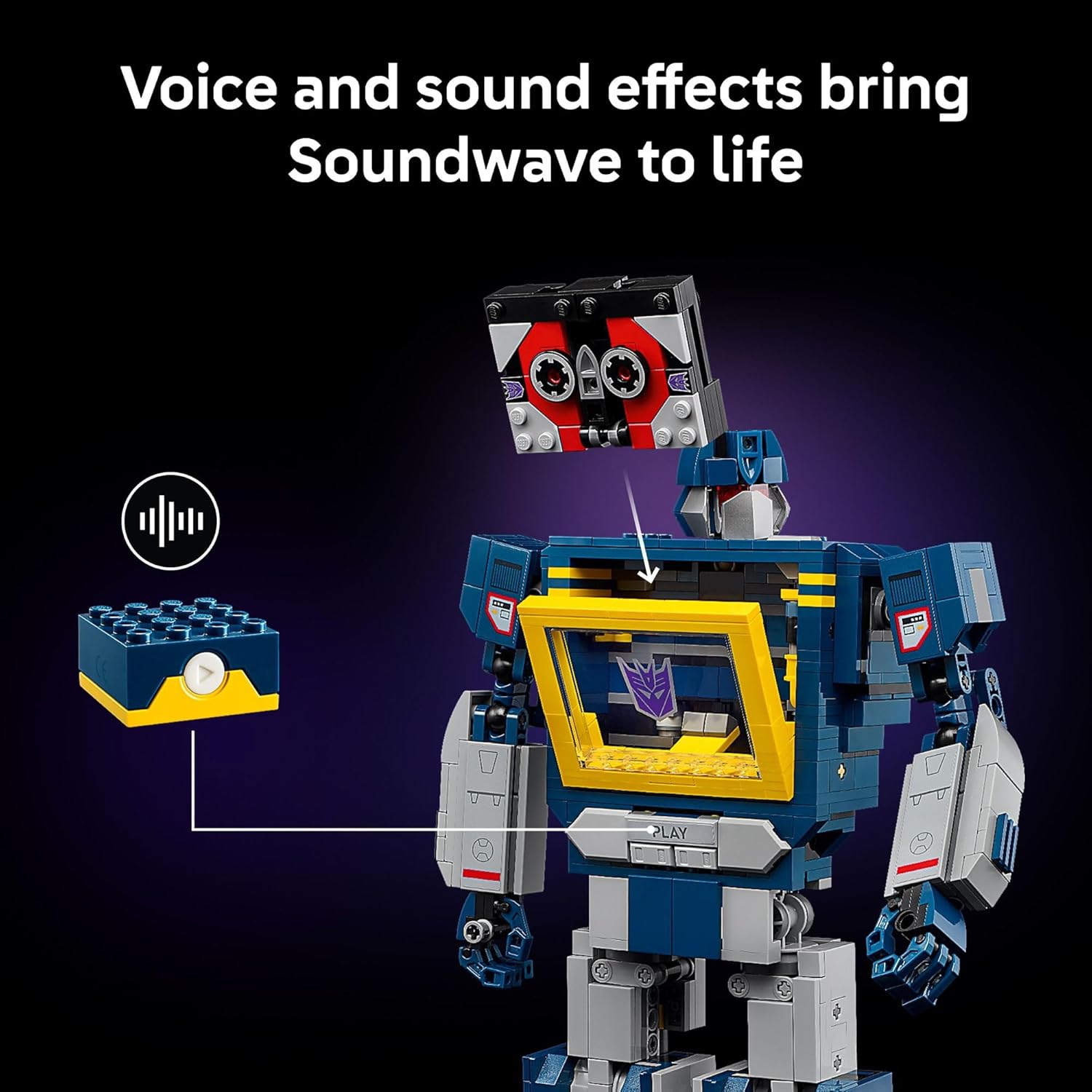 LEGO Icons Transformers: Soundwave - Building Set W/Sound Effects for Adults