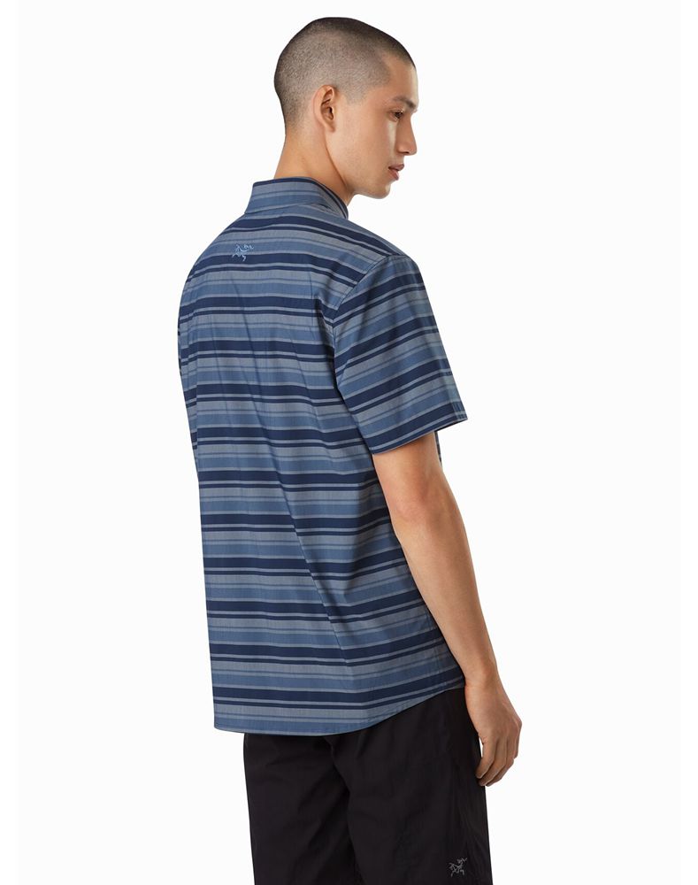 Arc'teryx Brohm Striped SS Shirt Mens - Blue