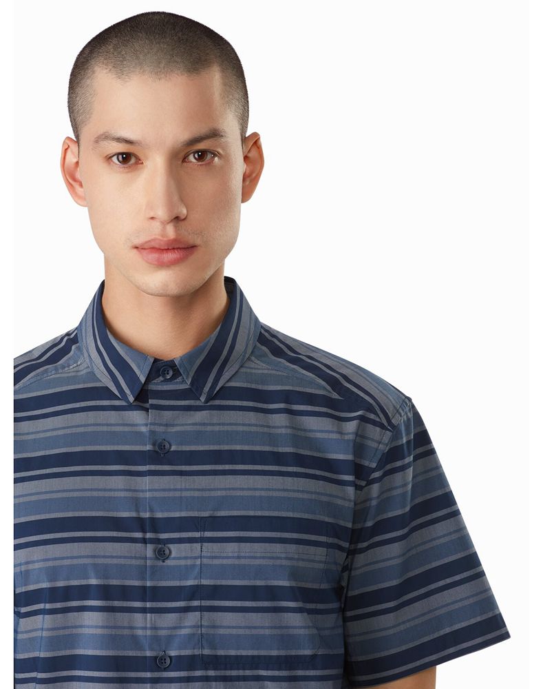 Arc'teryx Brohm Striped SS Shirt Mens - Blue