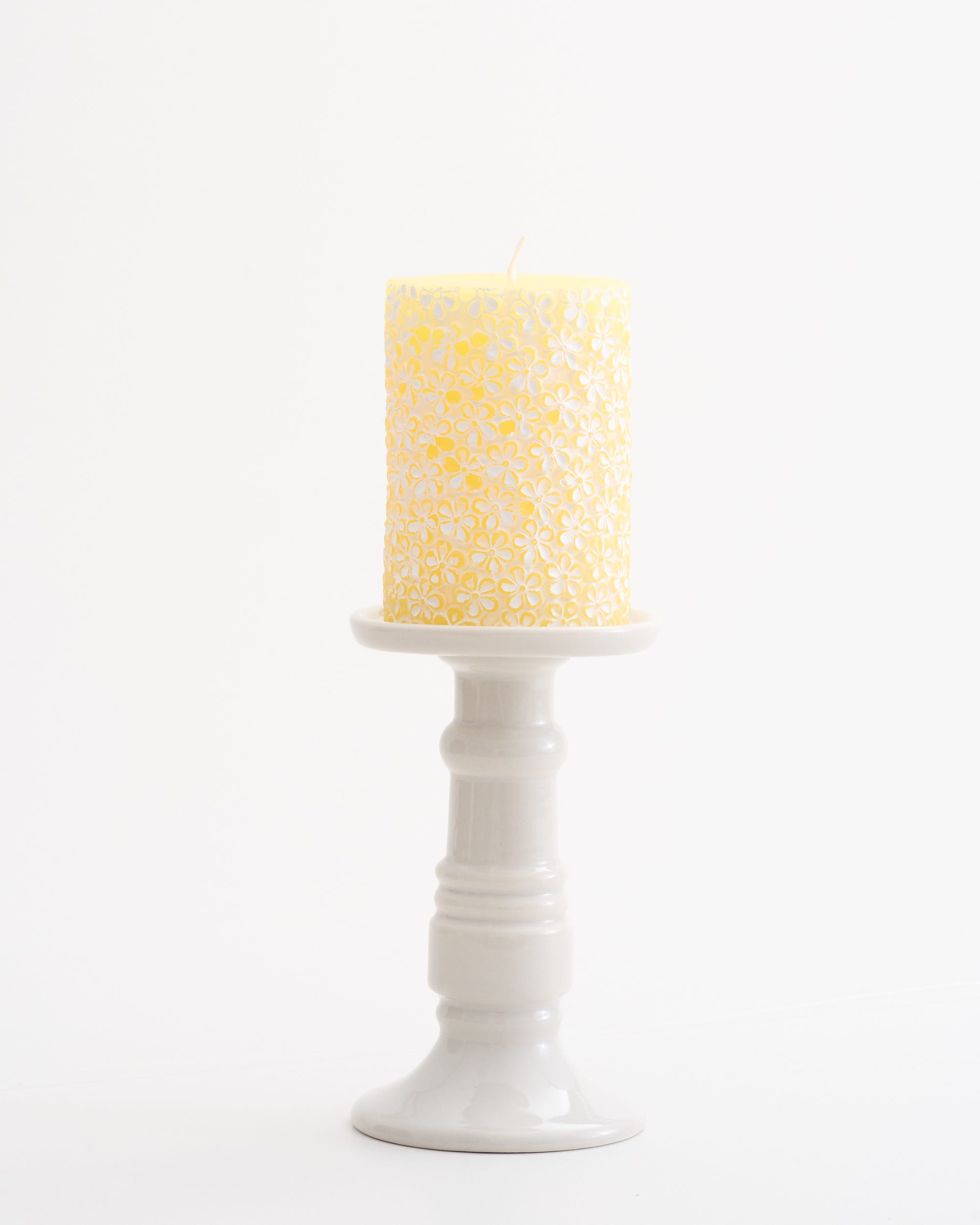 Ceramic Pillar Candle Holder Grey