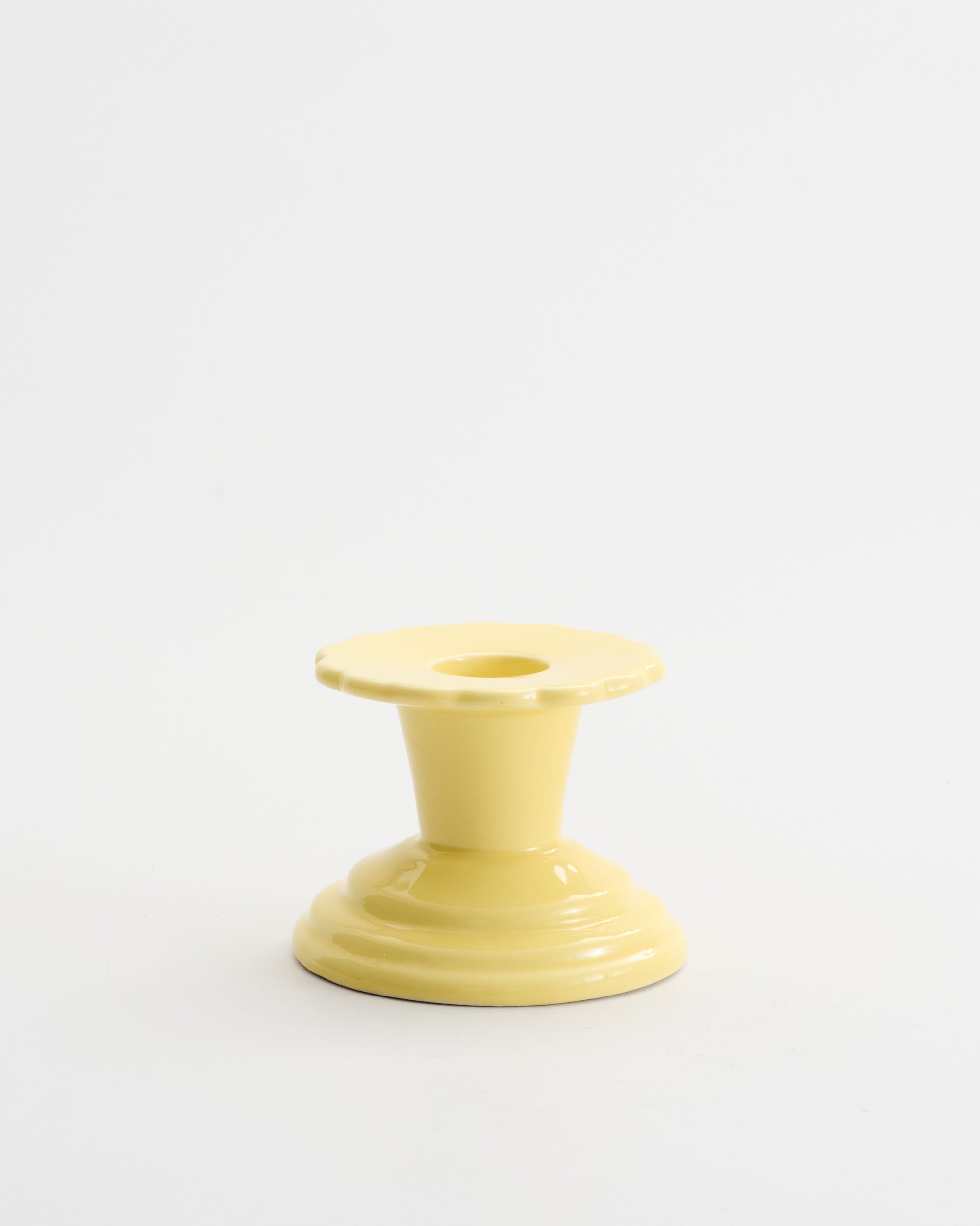 Flower Ceramic Taper Candle Holder Yellow