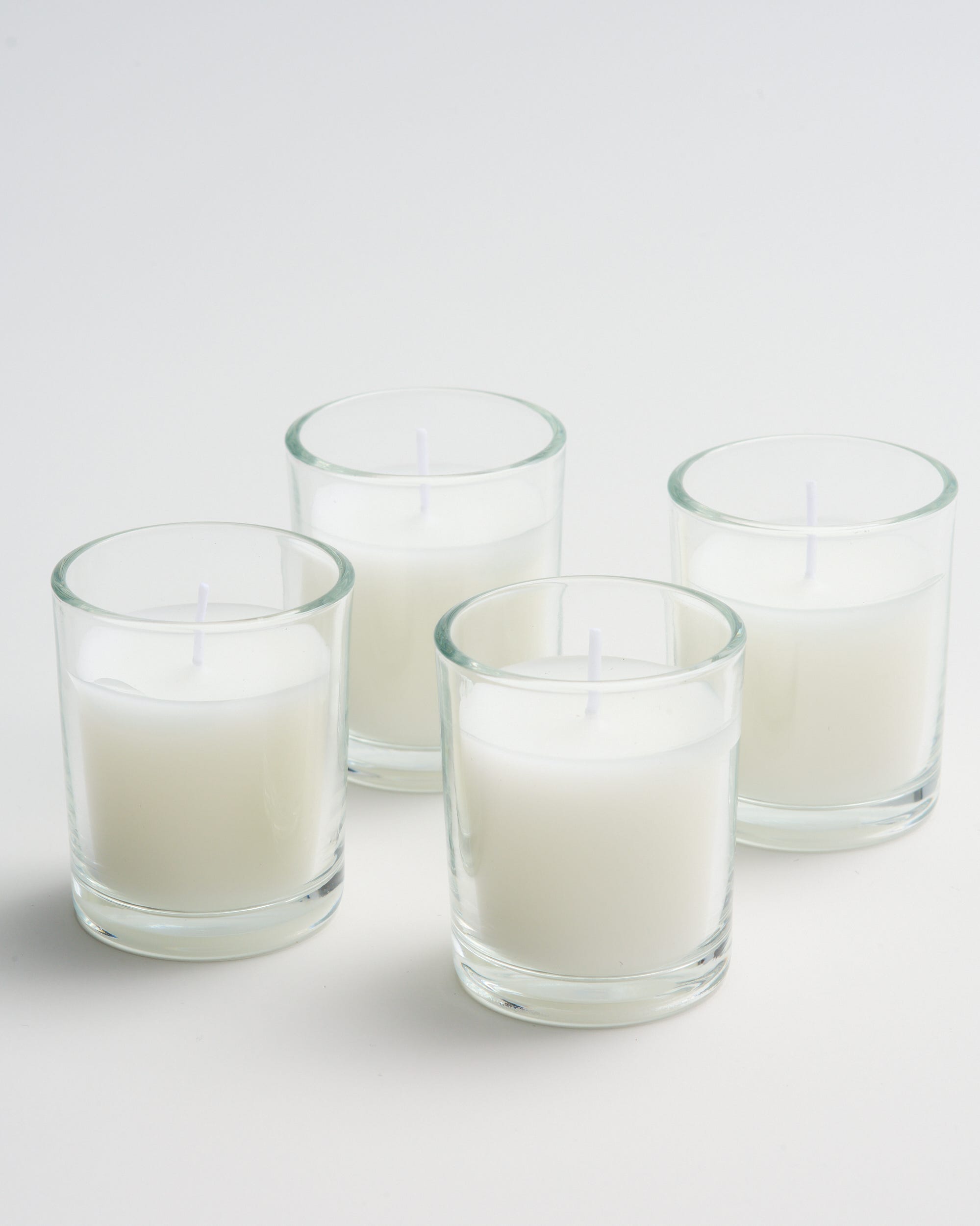 Unscented Glass Votives Candles White 4 Pack