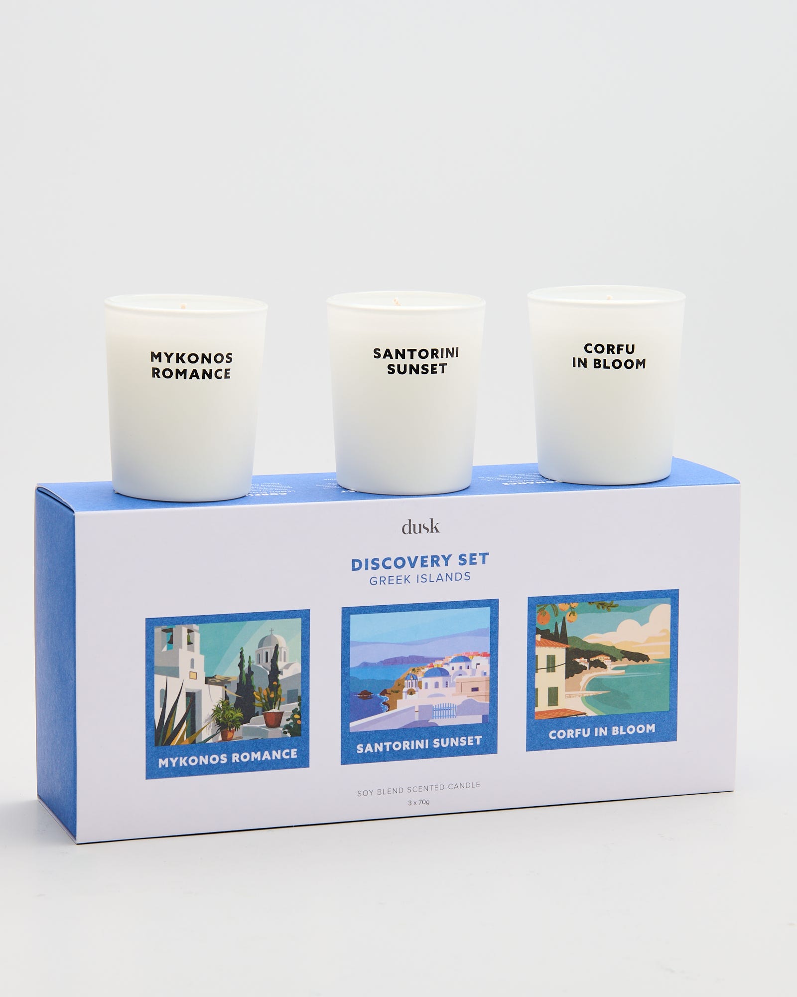 Greek Islands Discovery Set Soy Blend Scented Candle 3 x 70g