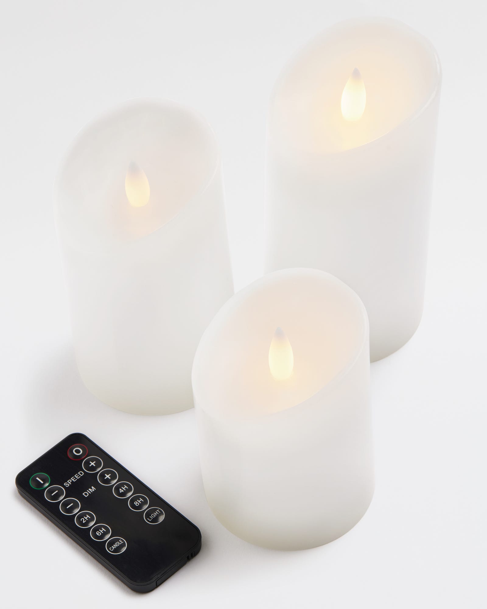 Premium Flickering Flameless White Candles with Remote 3pk