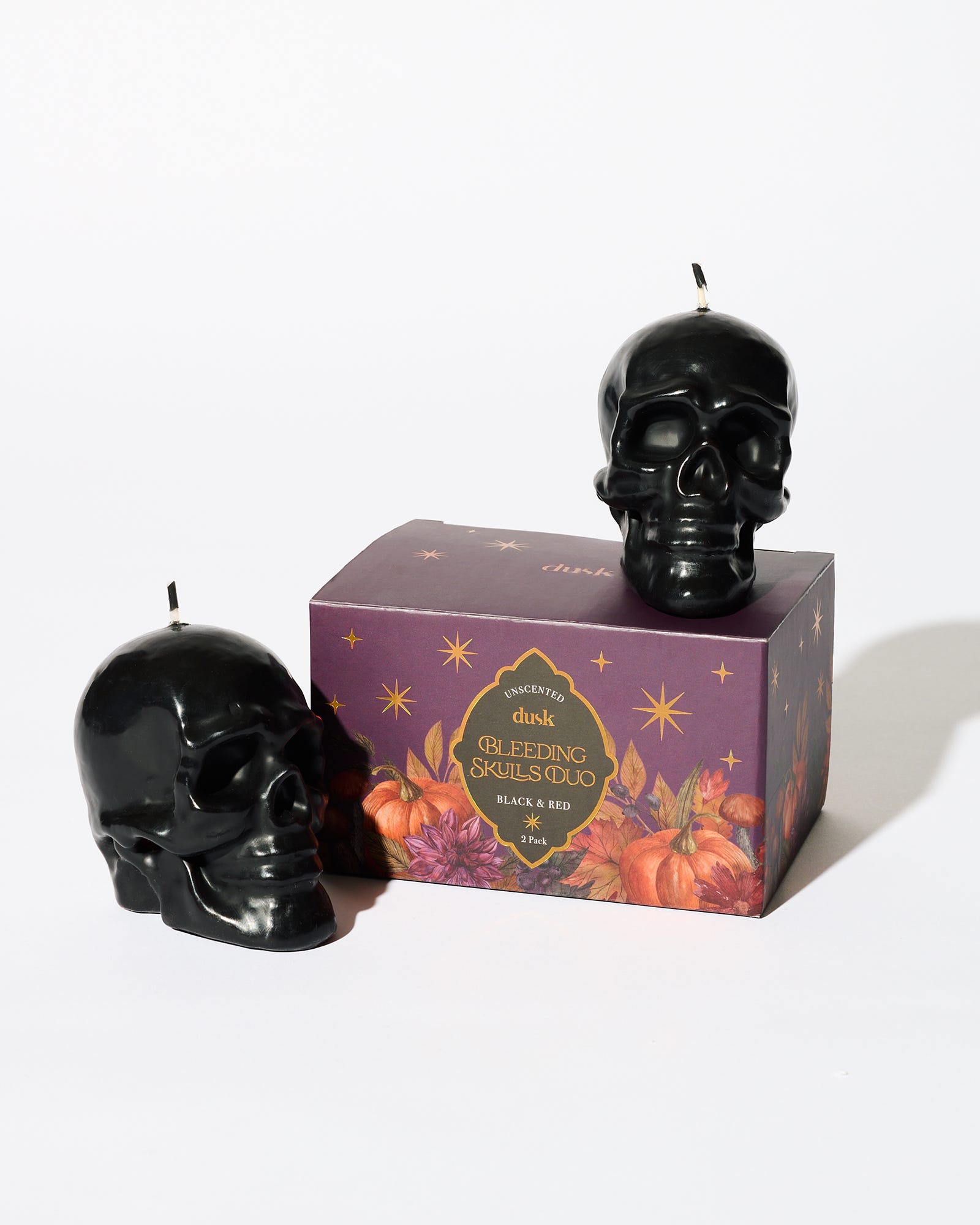 Bleeding Skull Unscented Candle Duo Black & Red 2 x 180g