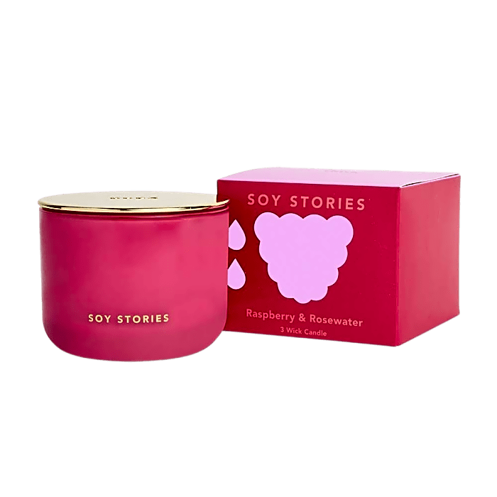 Raspberry & Rosewater 3 Wick Soy Scented Candle