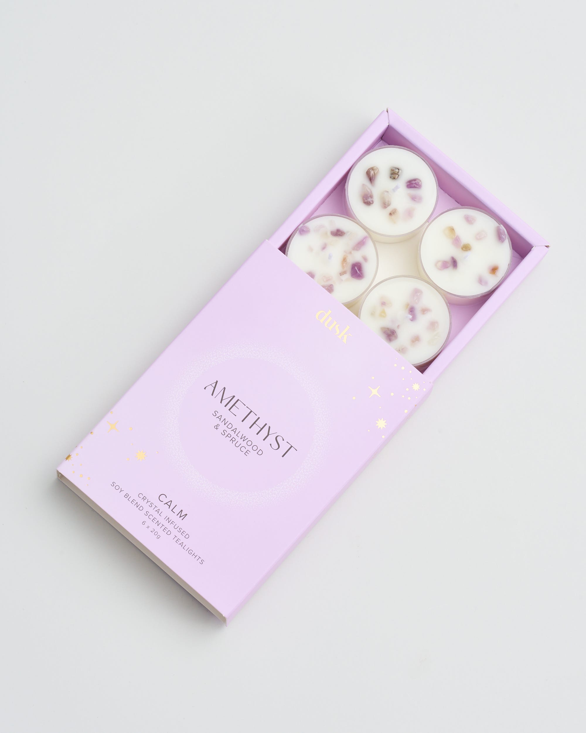 Amethyst Crystal Infused Soy Blend Scented Tealights 6 X 20G