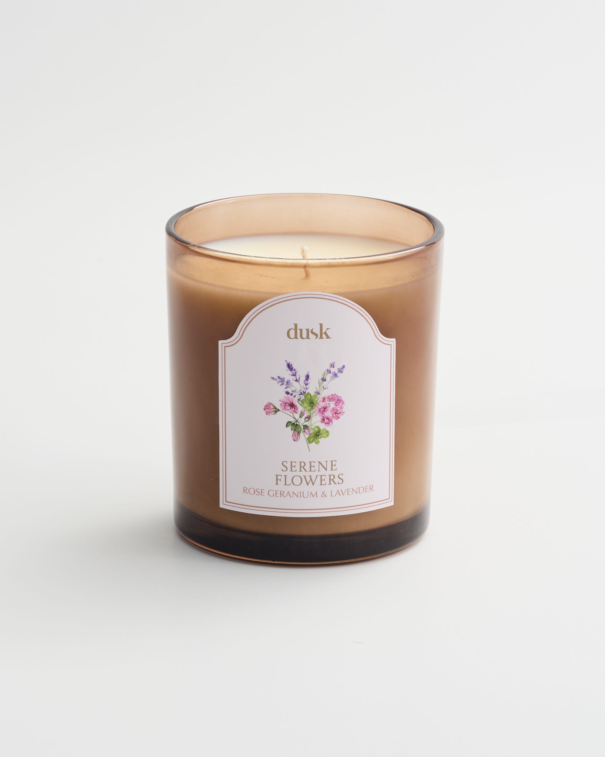 Serene Flowers Amber Glass Candle 300g