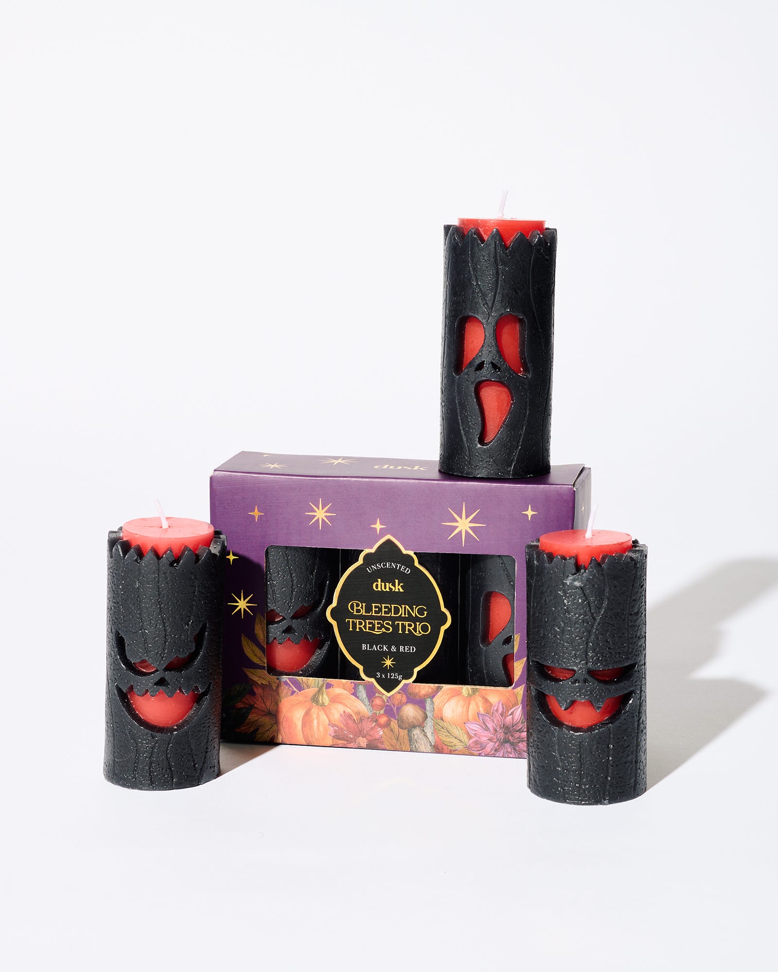 Bleeding Trees Unscented Candle Trio Black & Red 3 x 125g