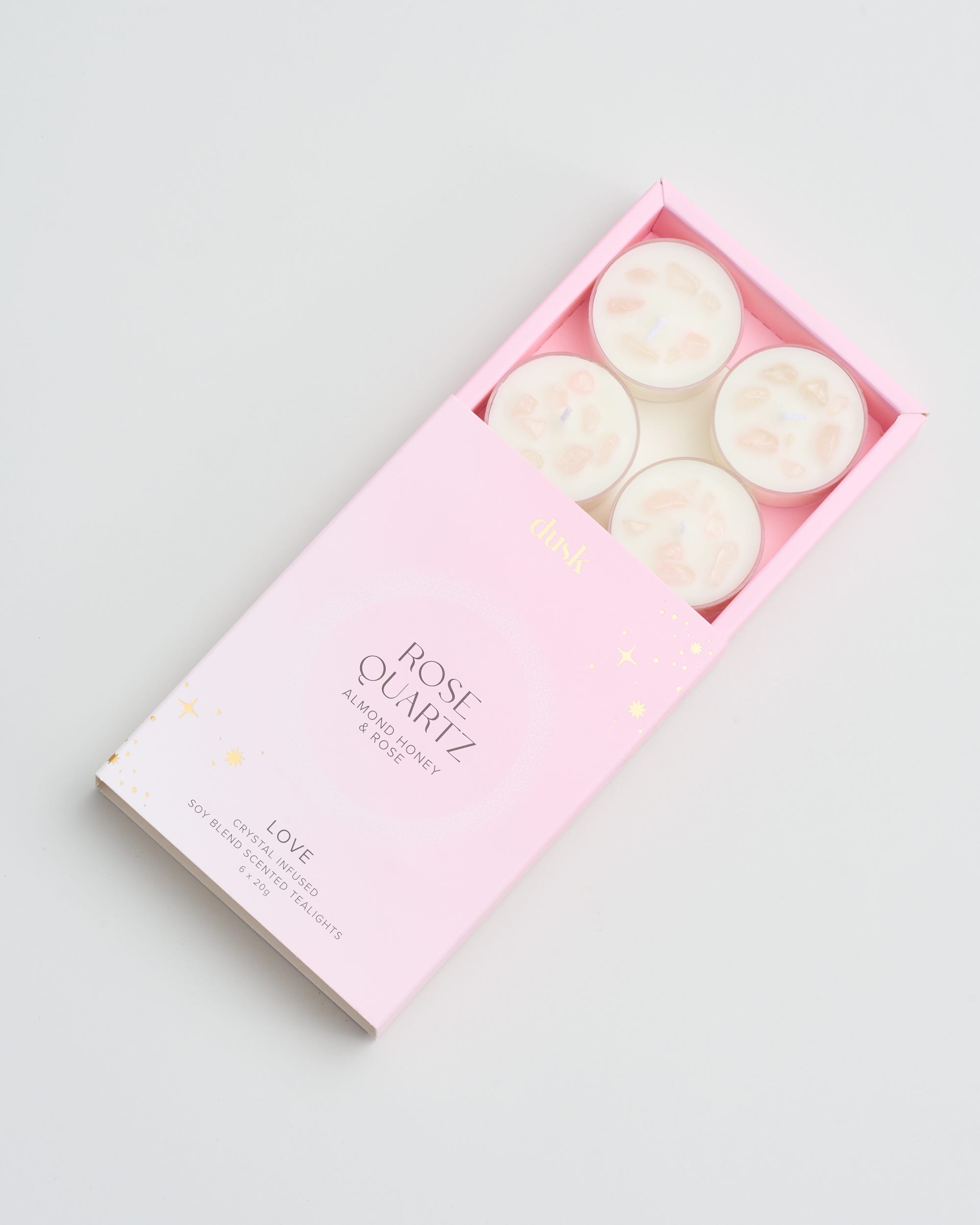 Rose Quartz Crystal Infused Soy Blend Scented Tealights 6 X 20G