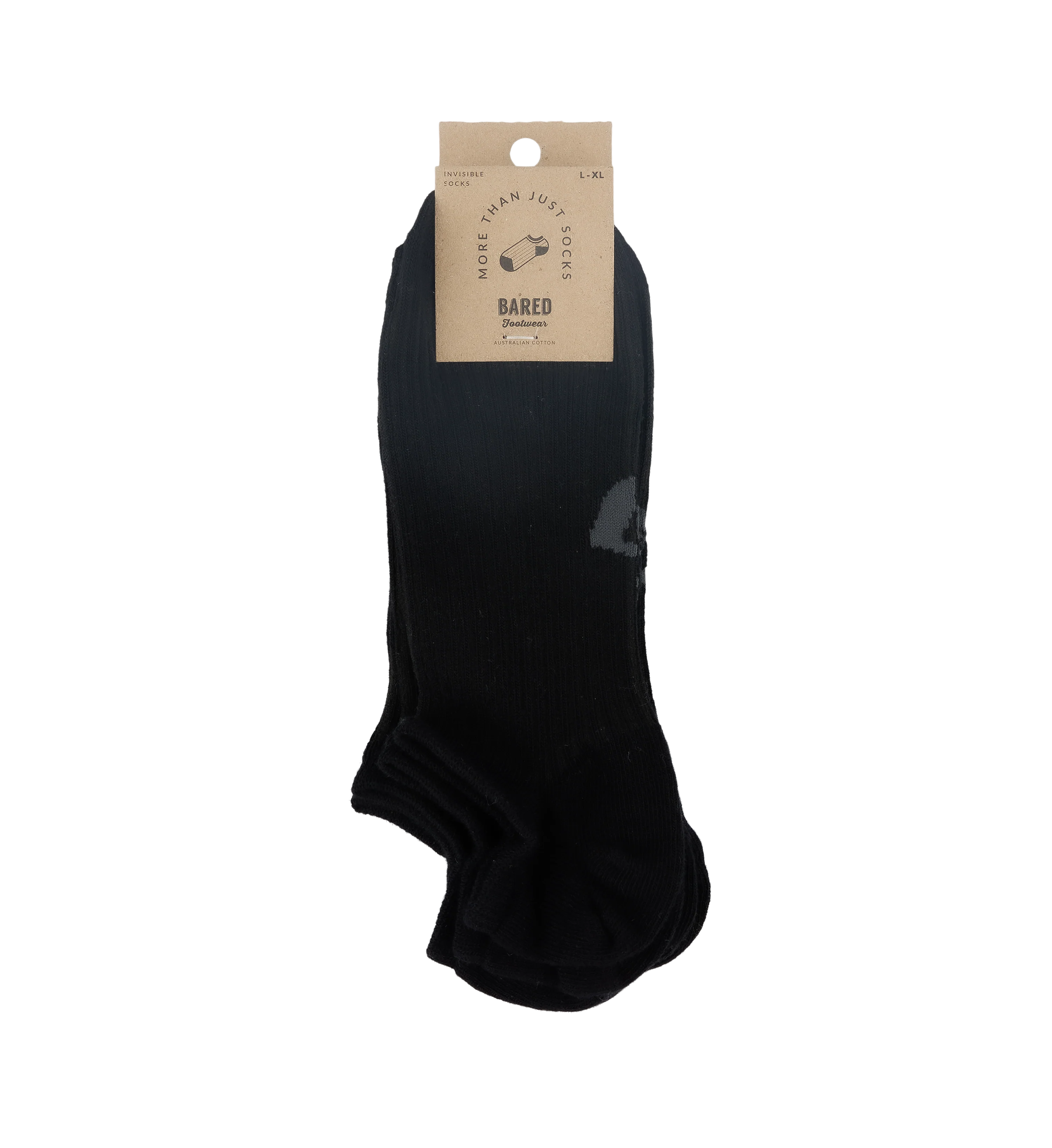 Mens Invisible Socks 3pk Black Cotton Blend