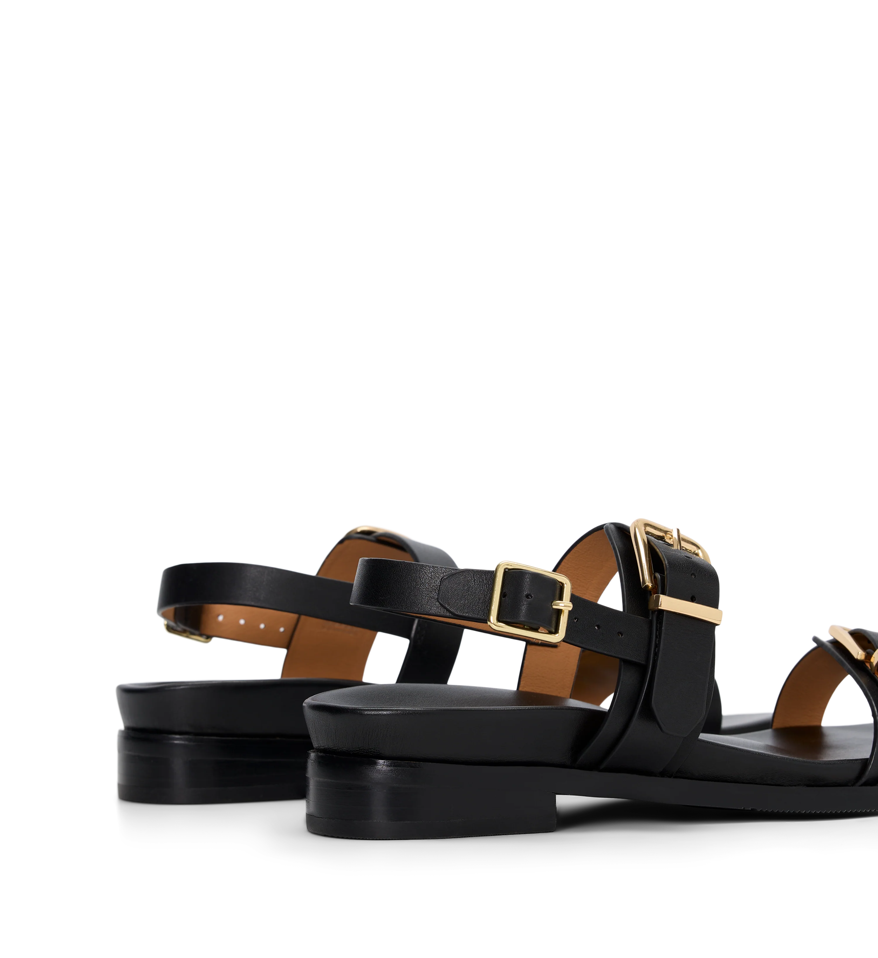Brubru Black Leather Sandals