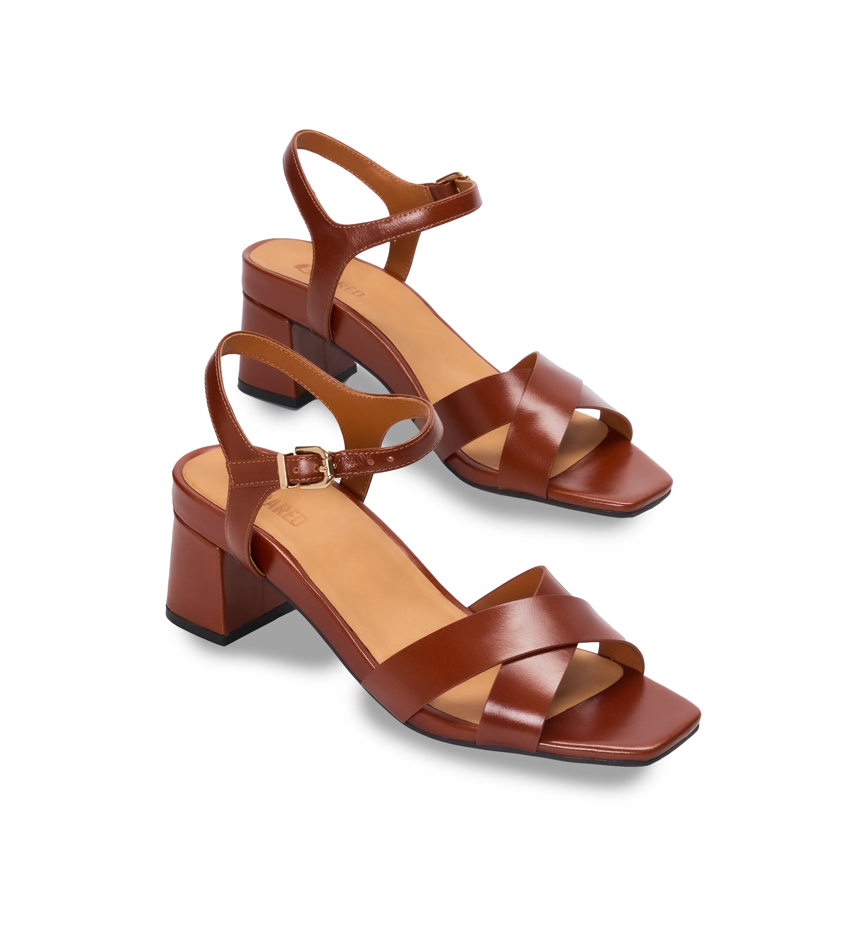 Corella Golden Tan Leather Low Heels