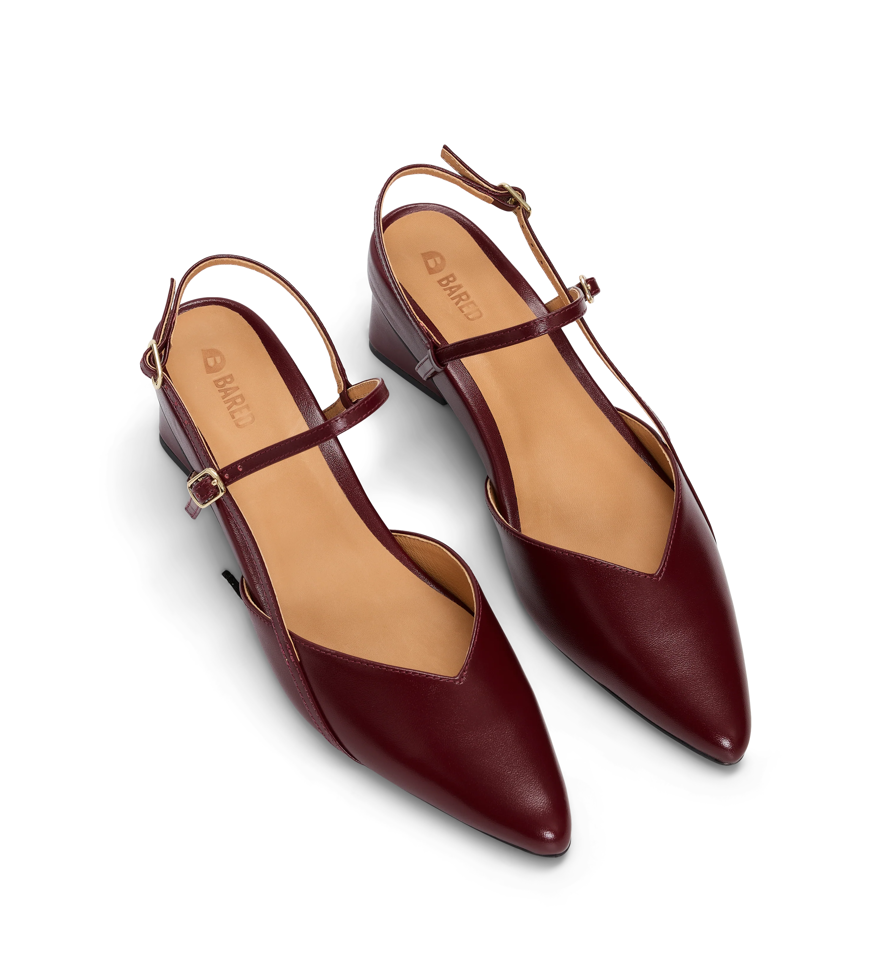 Nene 2 Dark Cherry Red Leather Low Heels