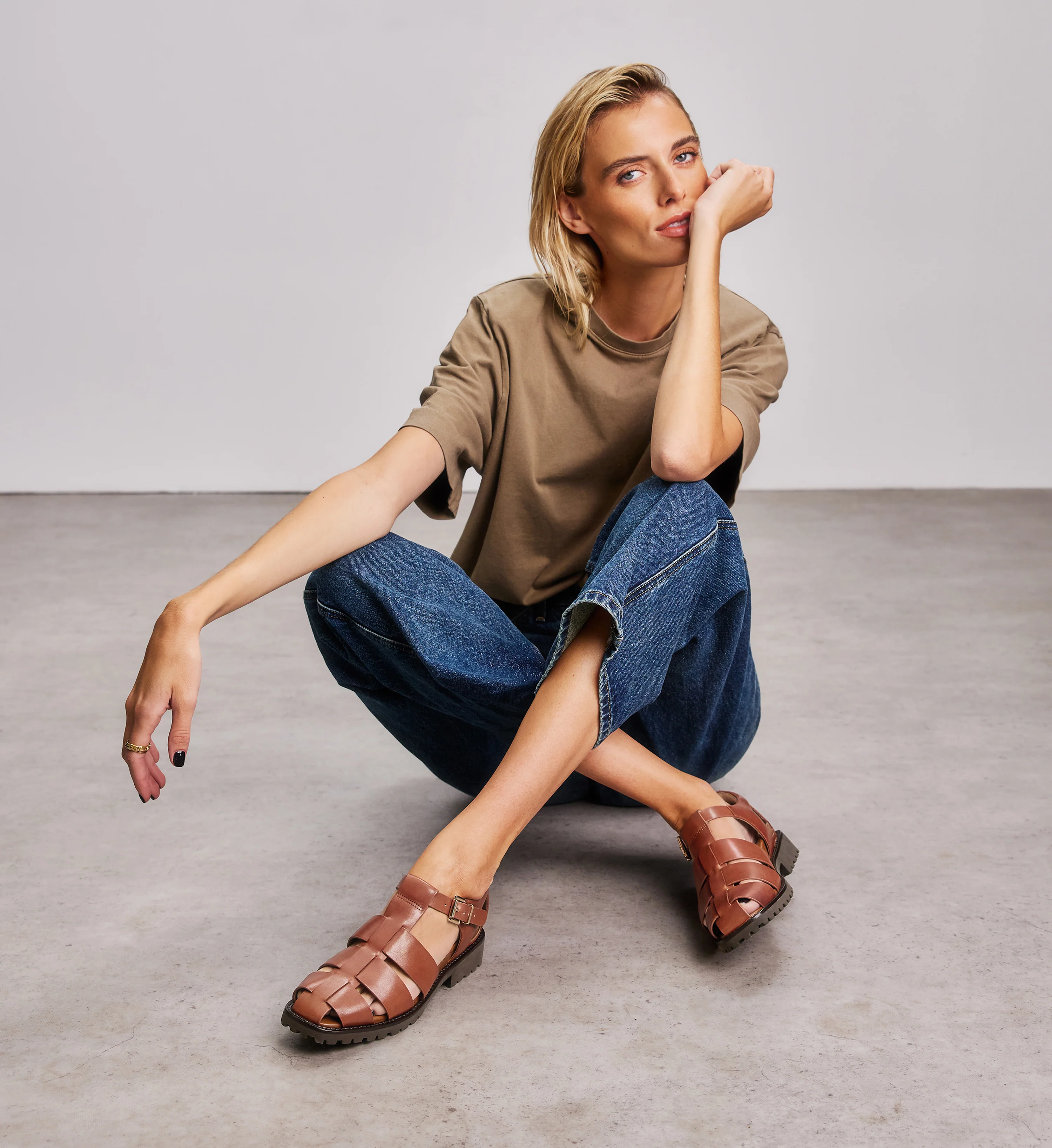 Crossbill Tan Leather Chunky Sandals