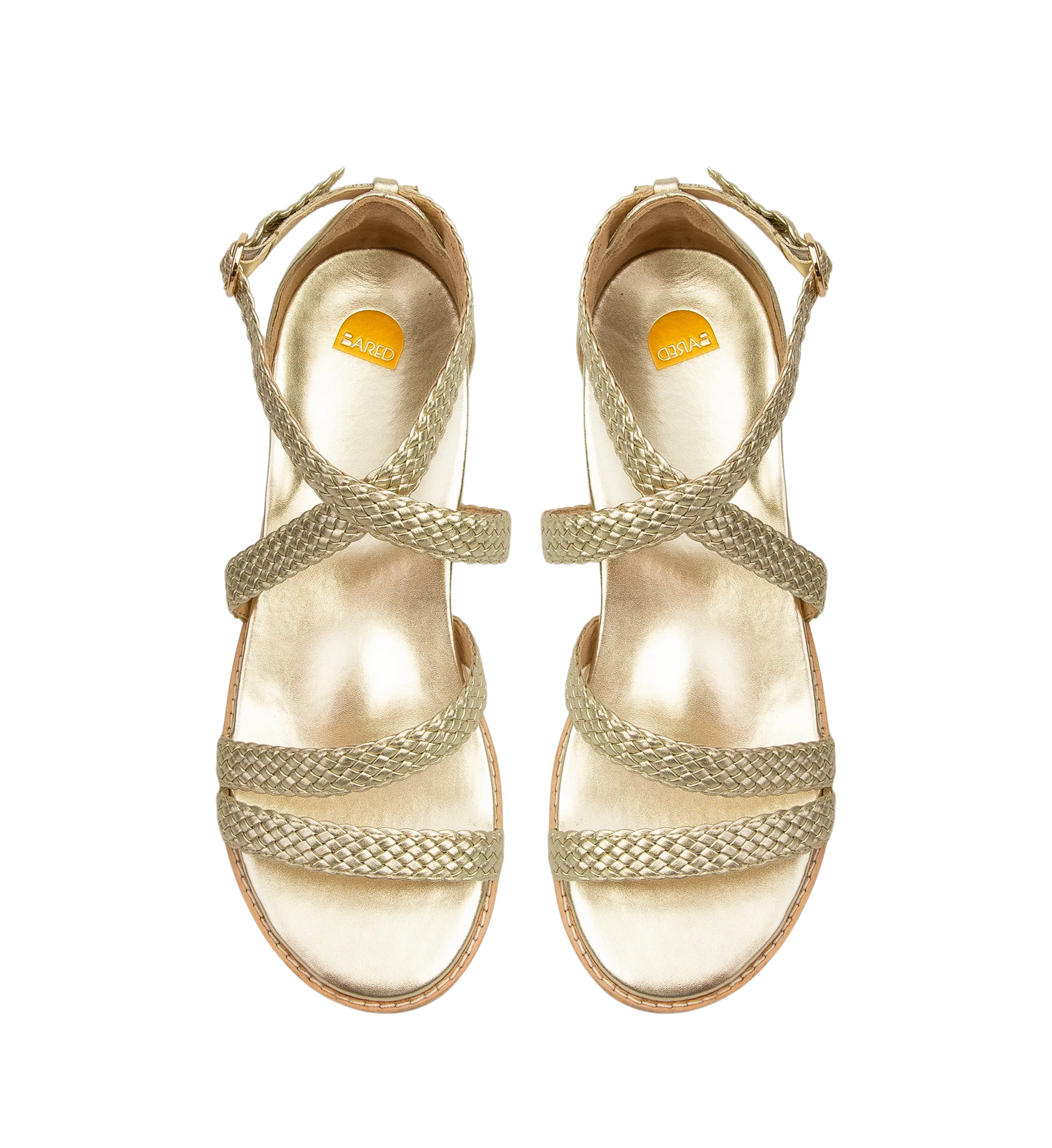 Murrelet Gold Leather Flat Sandals