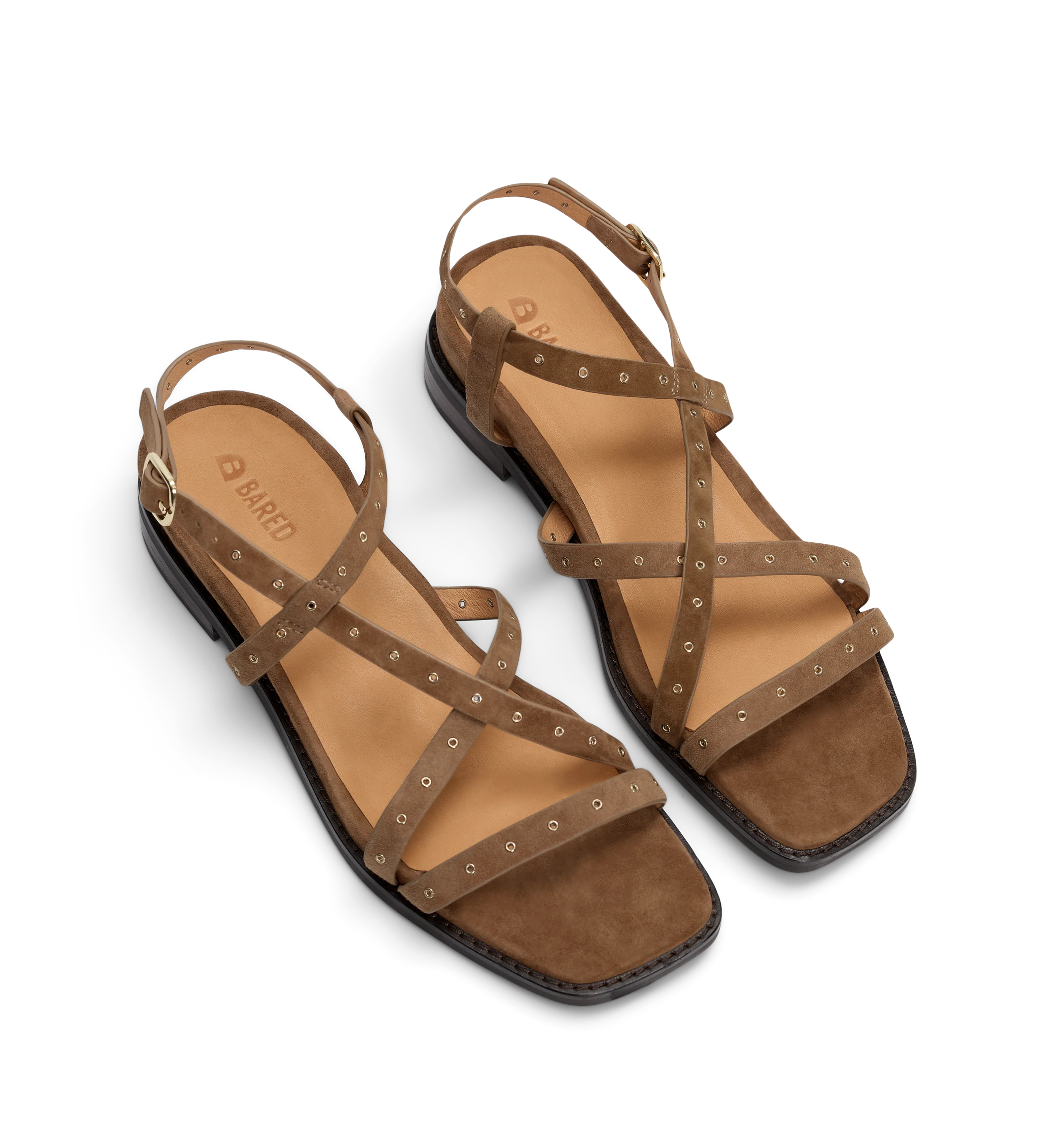 Wrentit Coffee Tan Suede & Hardware Sandals