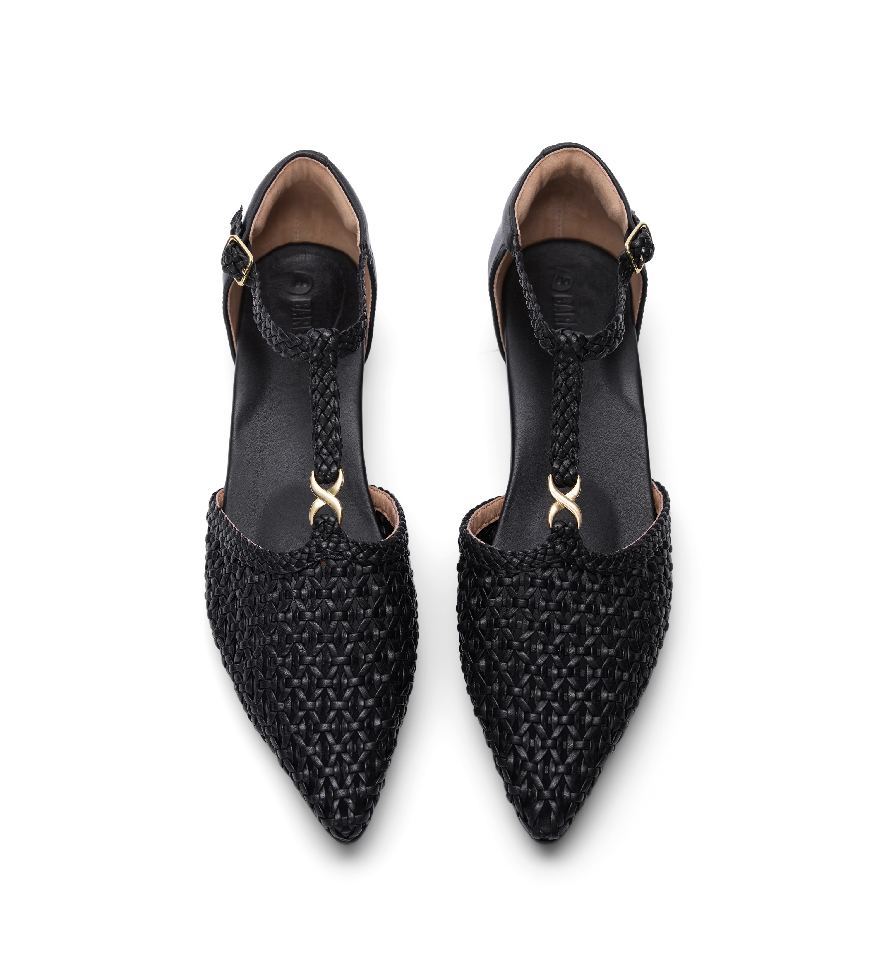 Avocet Black Woven Leather & Hardware Flats