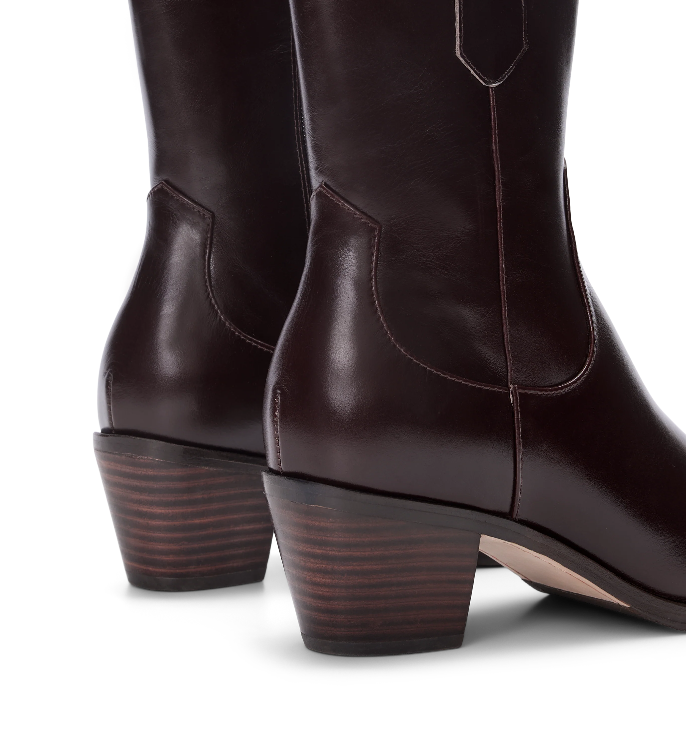 Strix Dark Oak Boxed Leather Heeled Boots