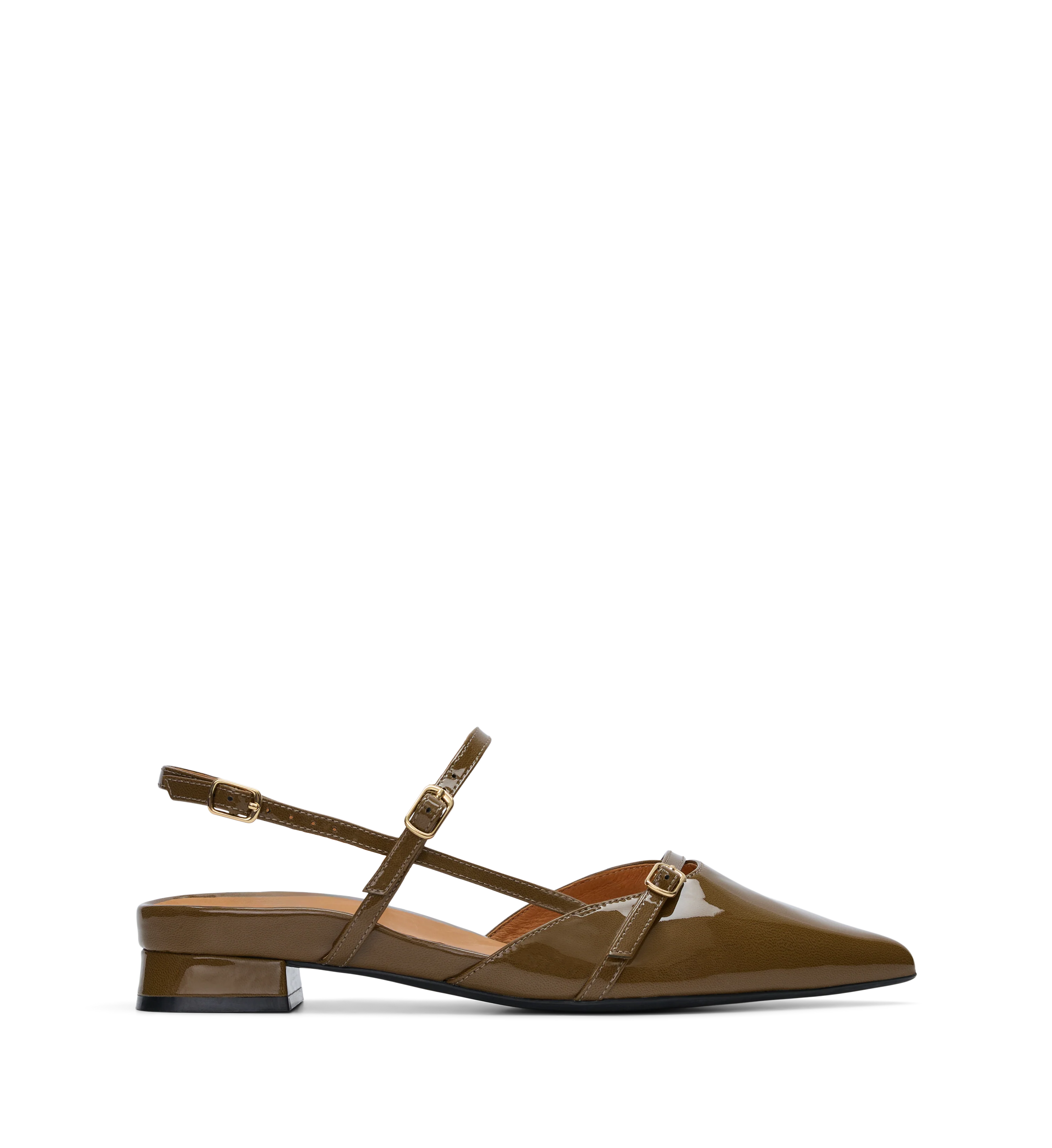 Firecrown 2 Olive Green Patent Leather Flats