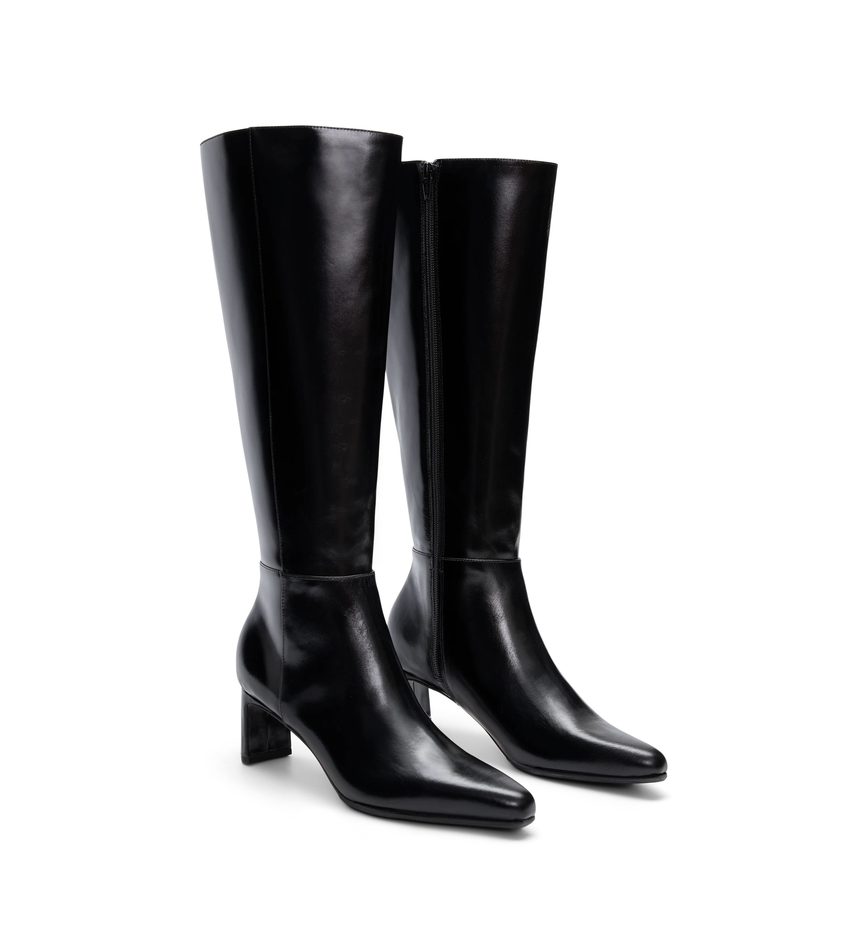 Cacique Black Boxed Leather Knee High Boots