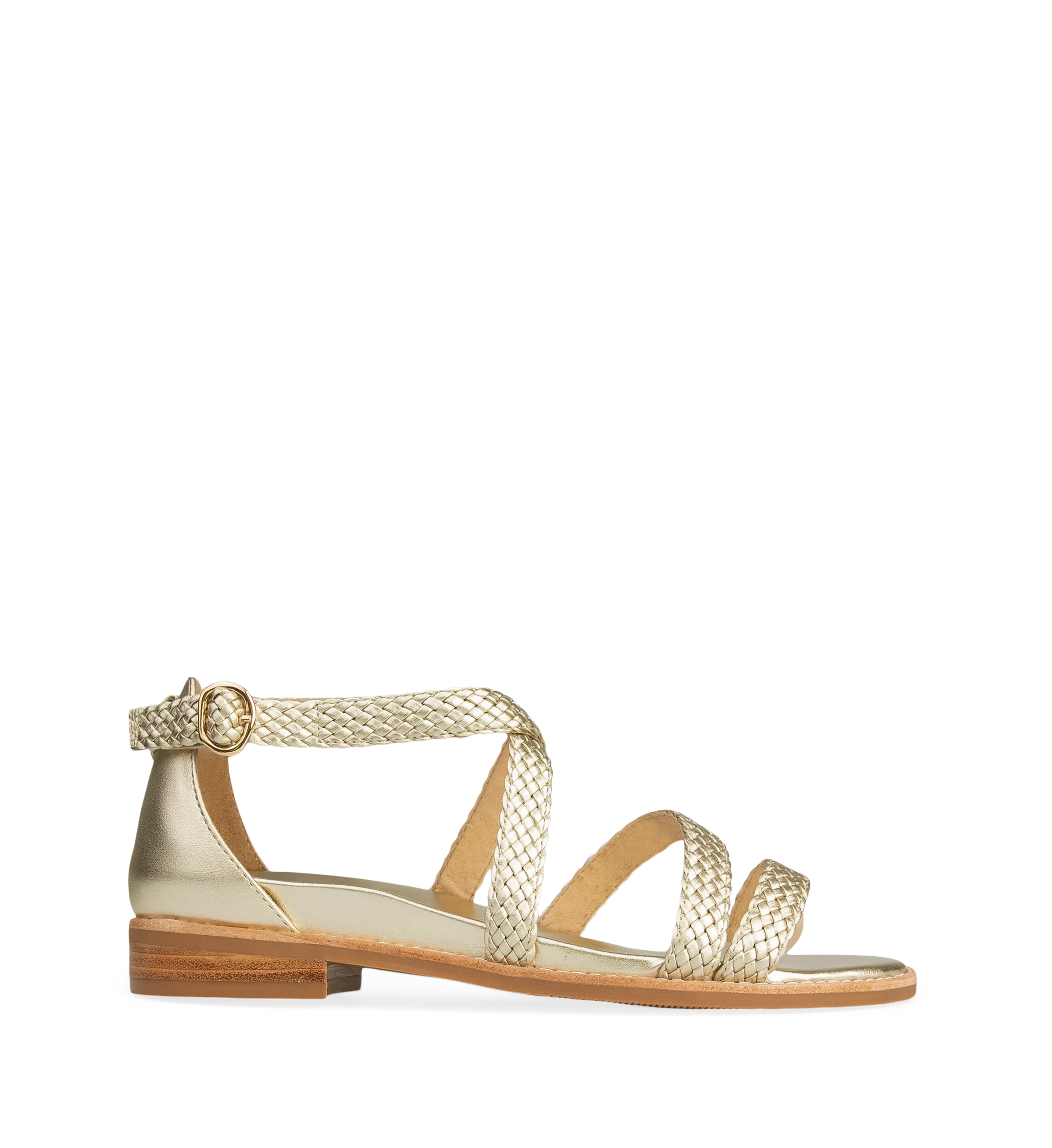 Murrelet Gold Leather Flat Sandals