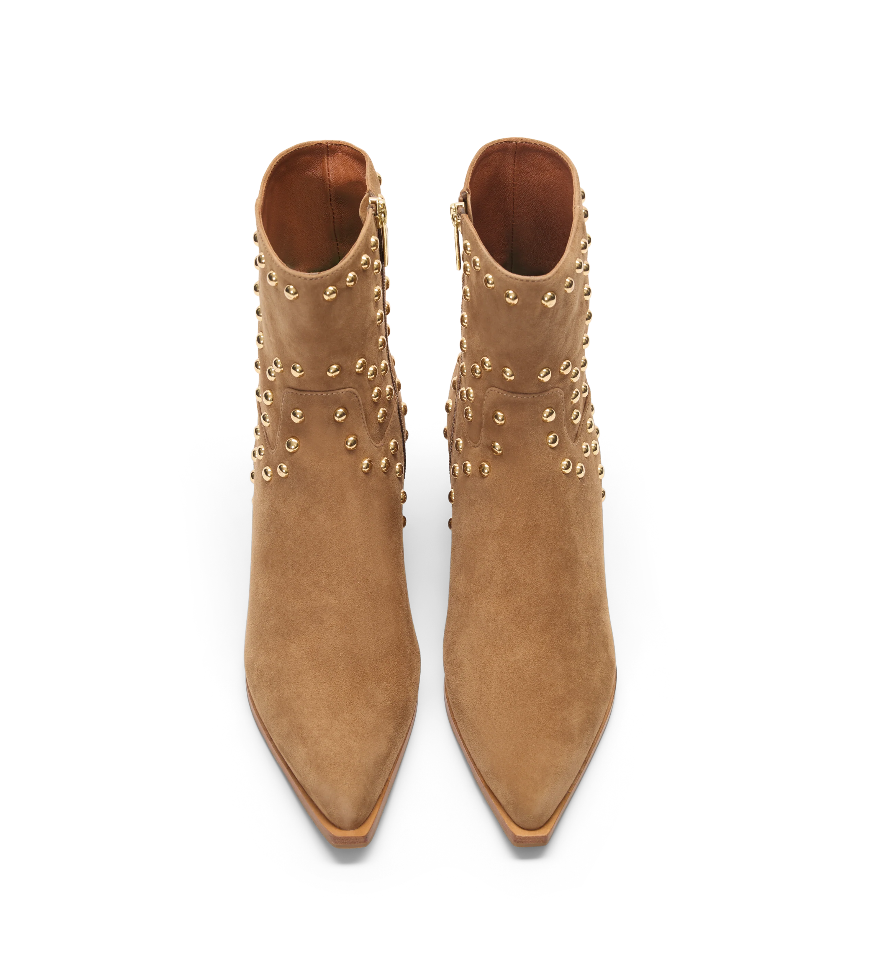 Tetraka Coffee Tan Suede & Hardware Heeled Boots