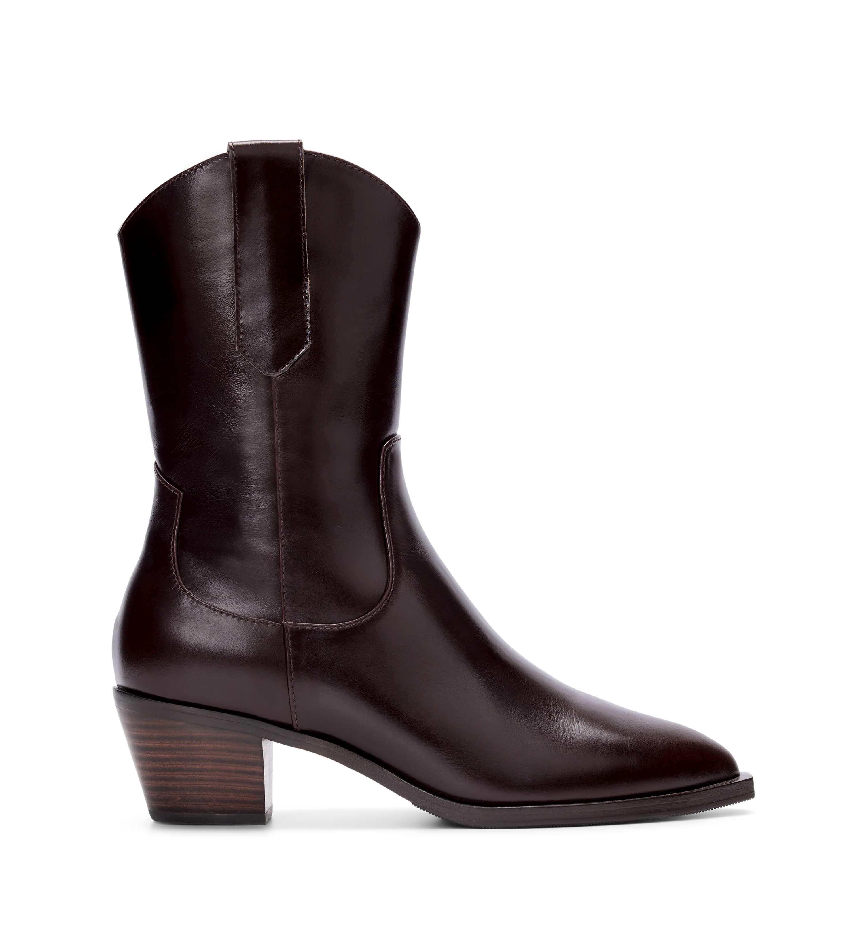 Strix Dark Oak Boxed Leather Heeled Boots