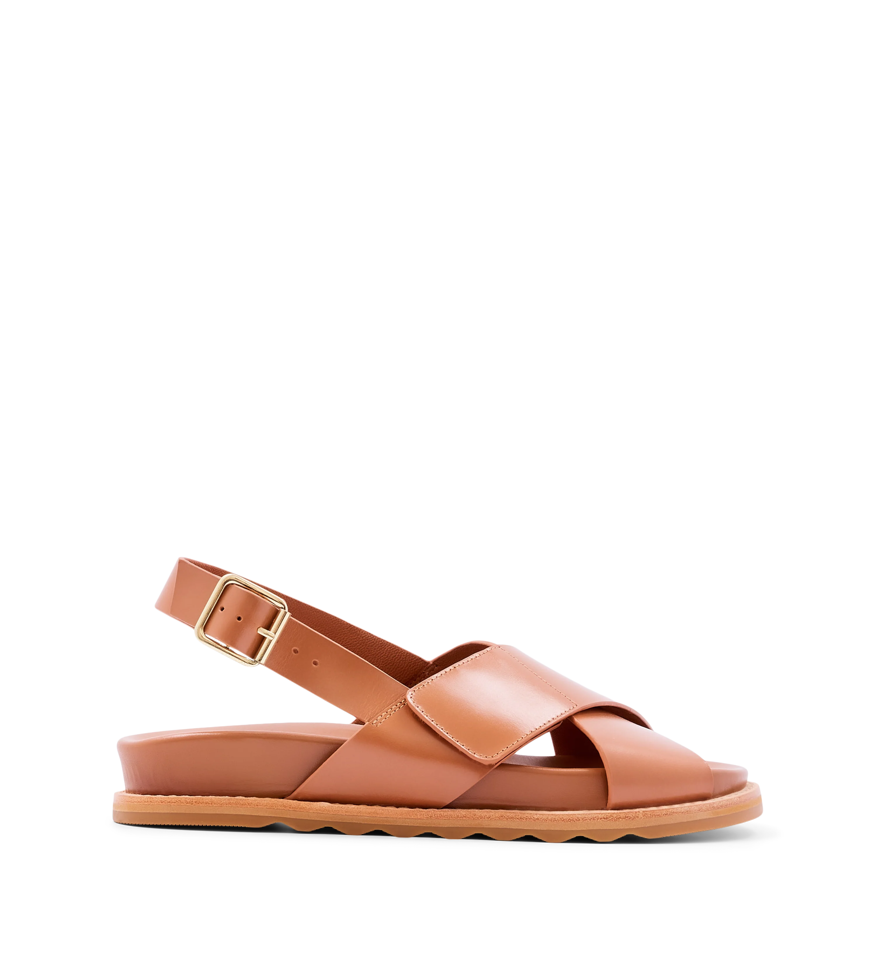 Lari Dark Tan Leather Chunky Sandals