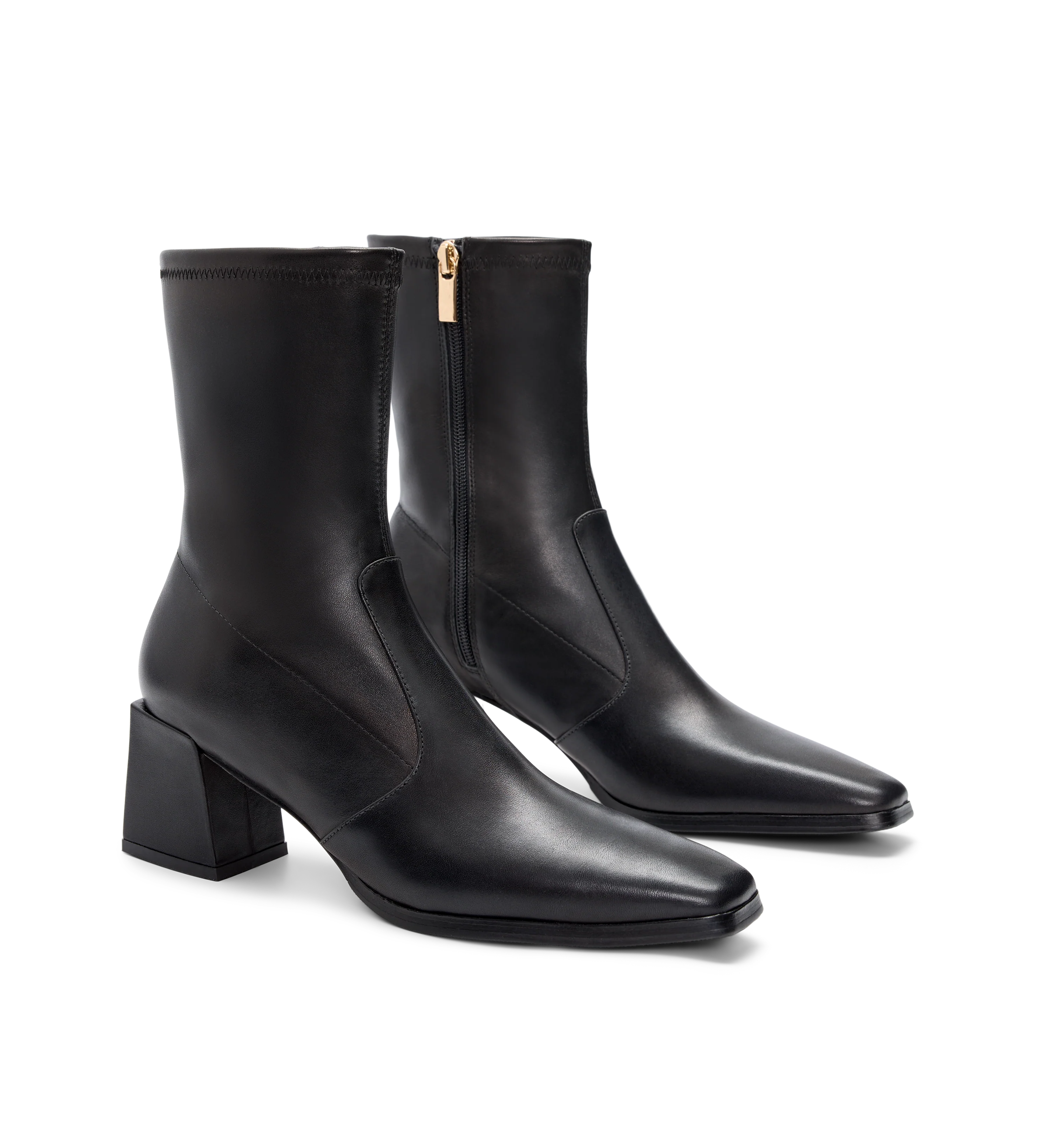 Nightingale Black Leather Heeled Boots