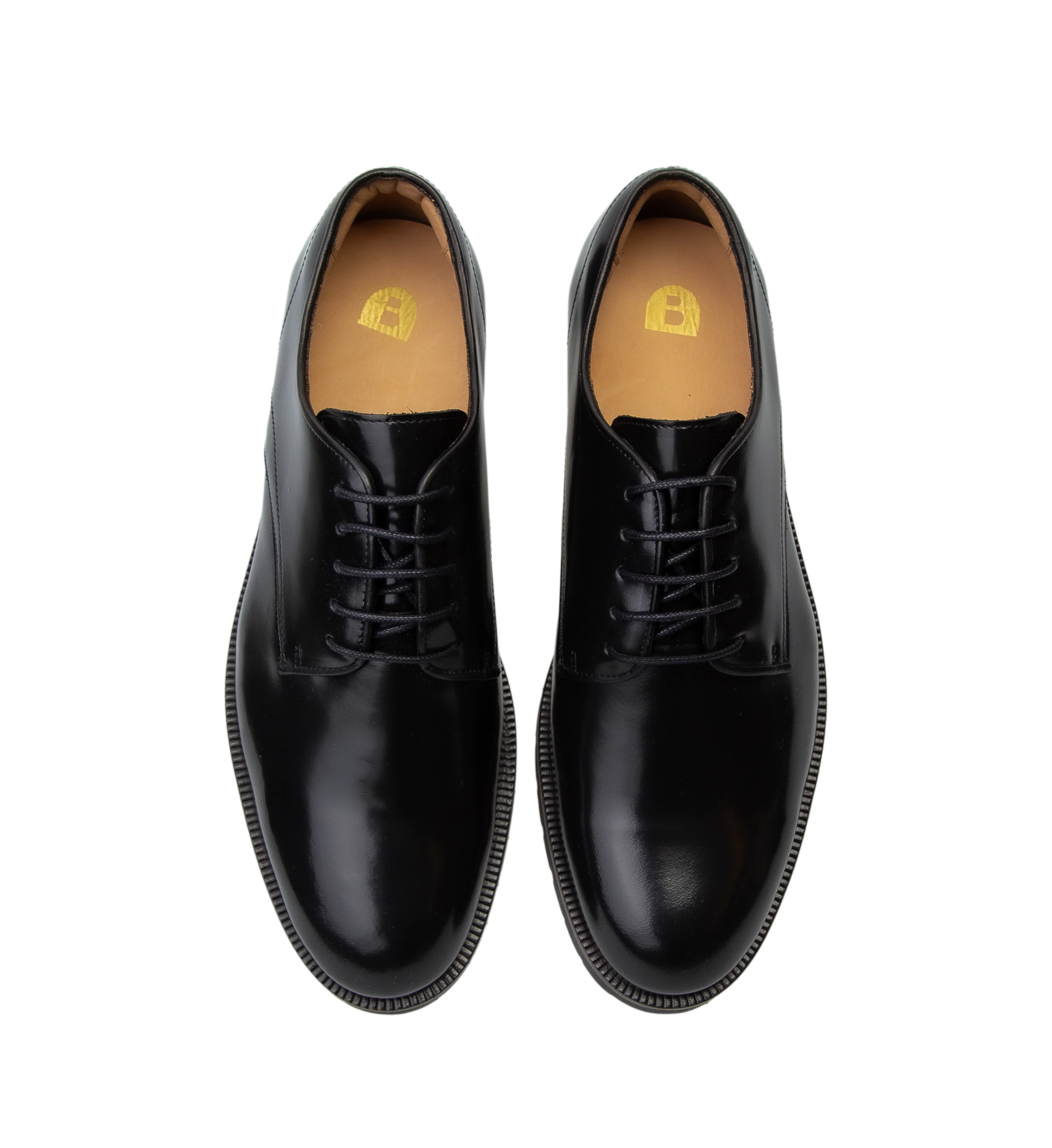 Lutetium Black Polished Leather Lace Up Dress Shoes