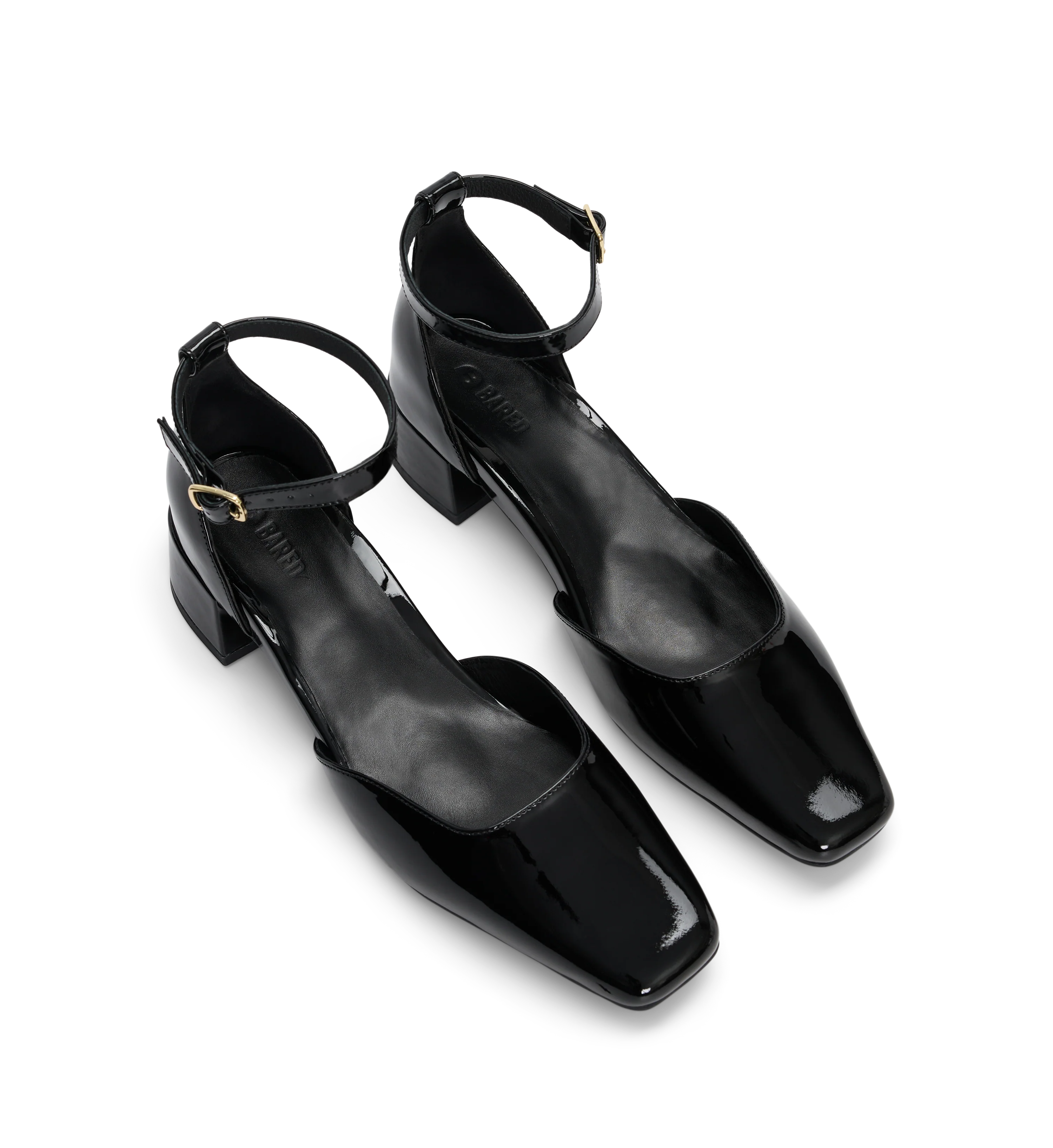 Buttonquail Black Patent Leather Low Heels