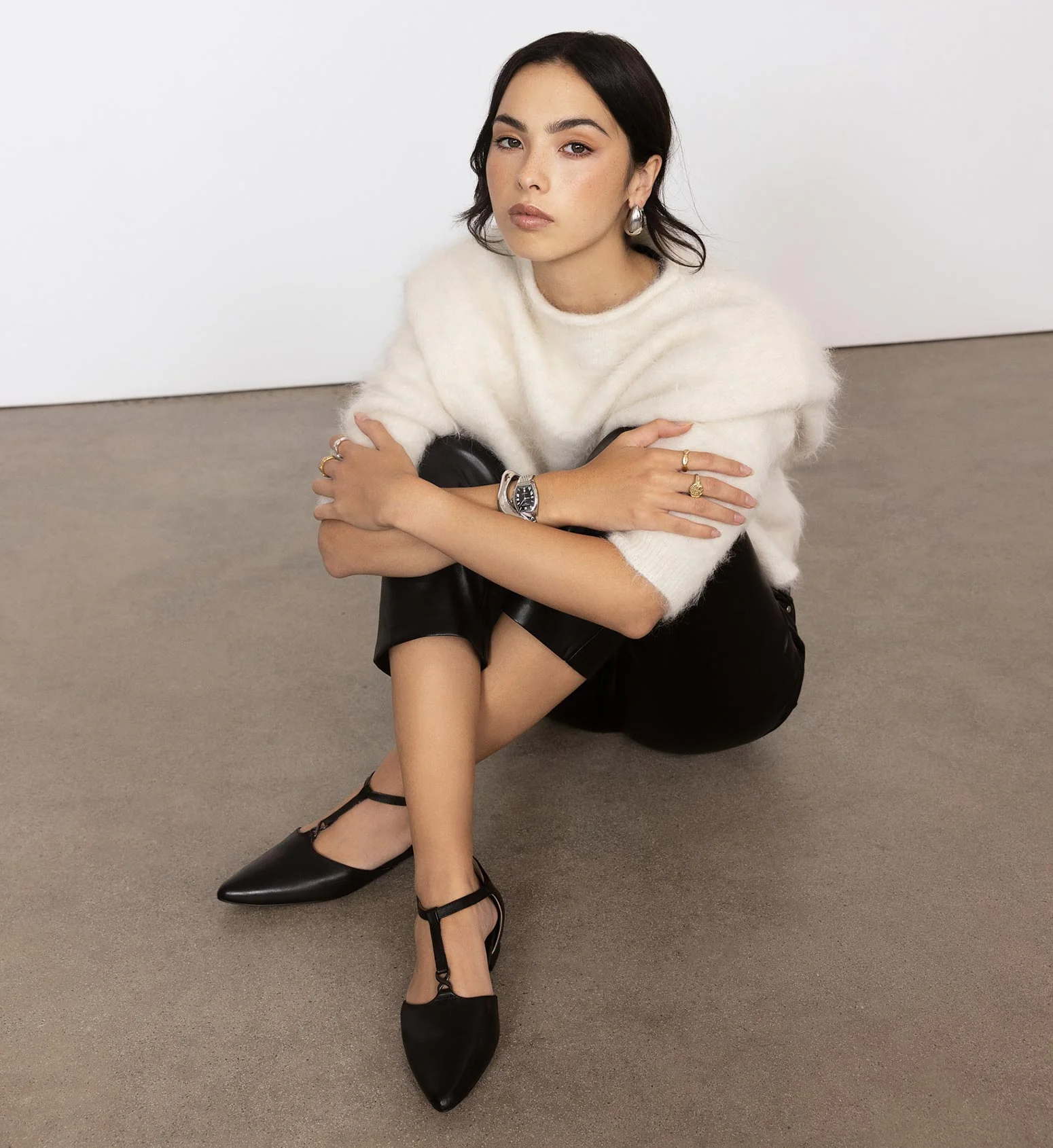 Avocet Black Leather & Hardware Flats