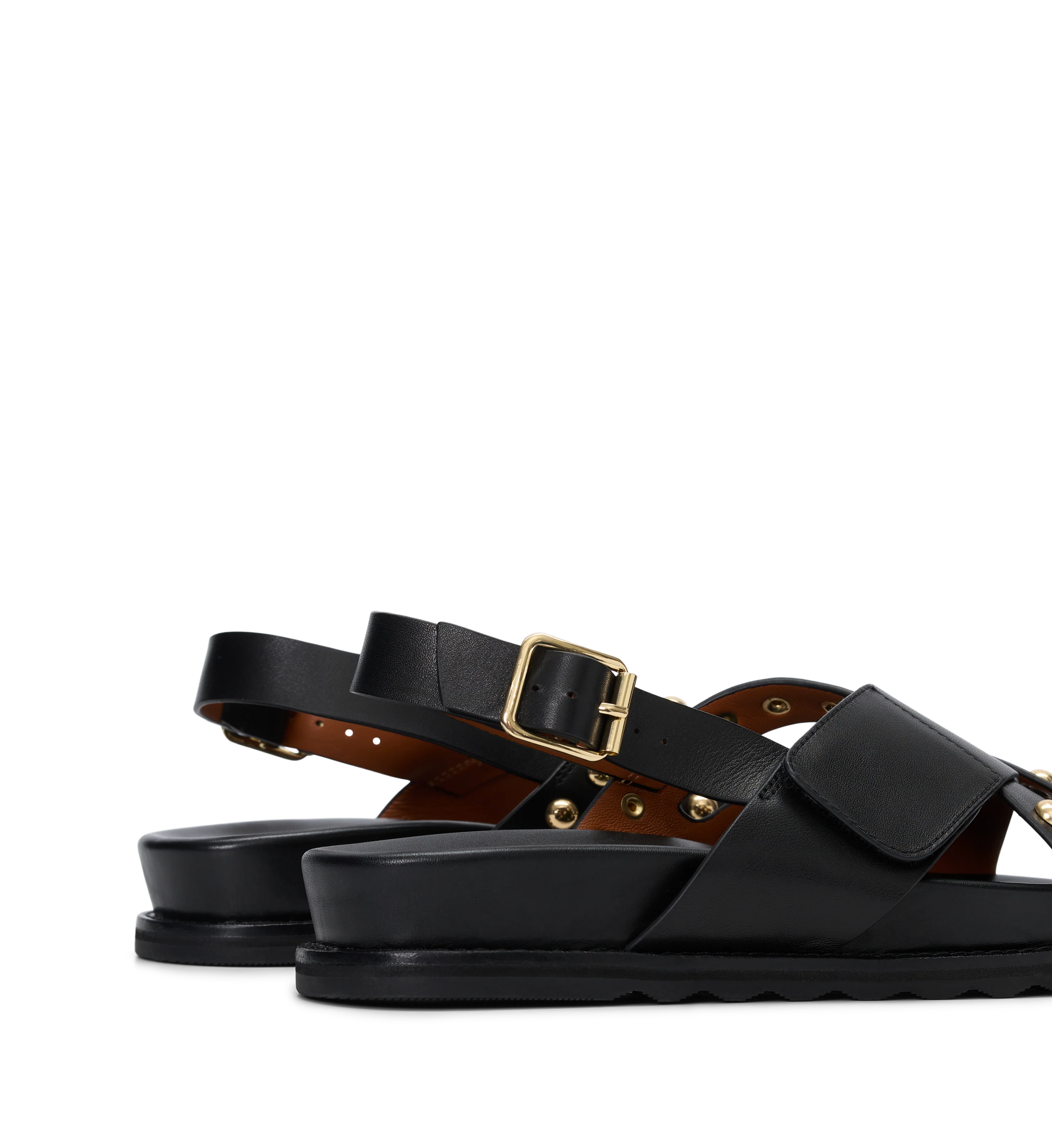 Spindalis Black Leather & Hardware Chunky Sandals